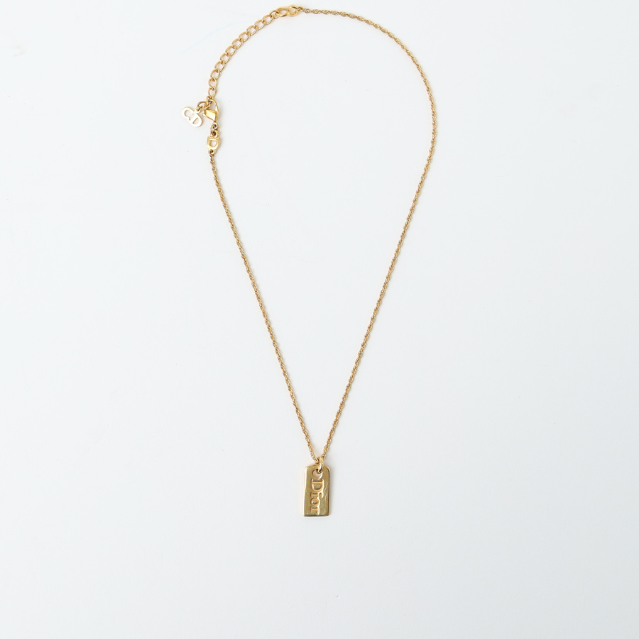 Vintage CHRISTIAN DIOR Logo Plate Necklace - A Retro Tale