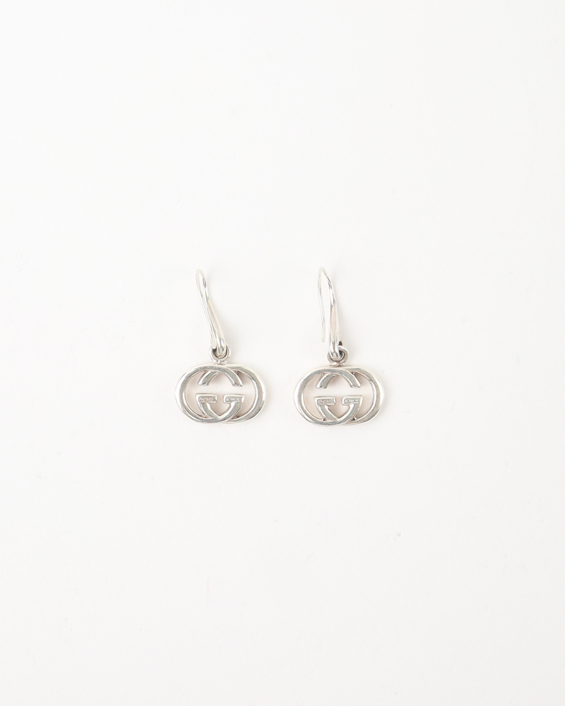 Vintage GUCCI Vintage Interlocking 925 6.8g Silver Earrings A Retro Tale