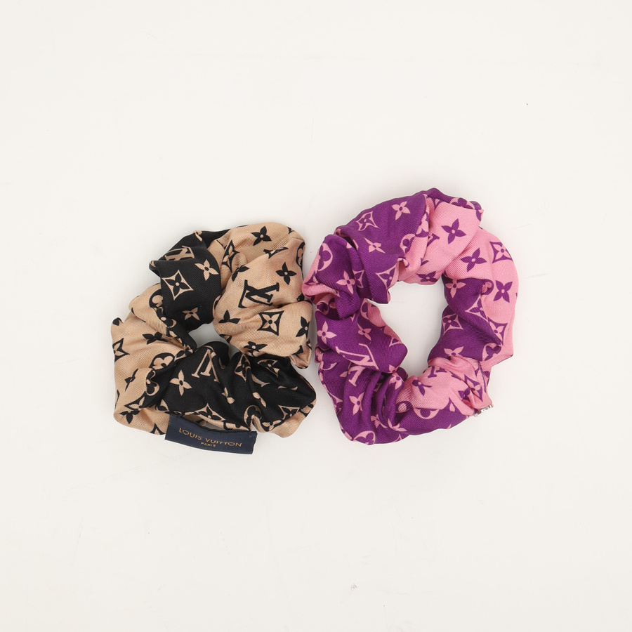 Louis Vuitton Pink & Blue Monogram Silk Scrunchie Duo (set of 2) s-l1200.jpg main image 4