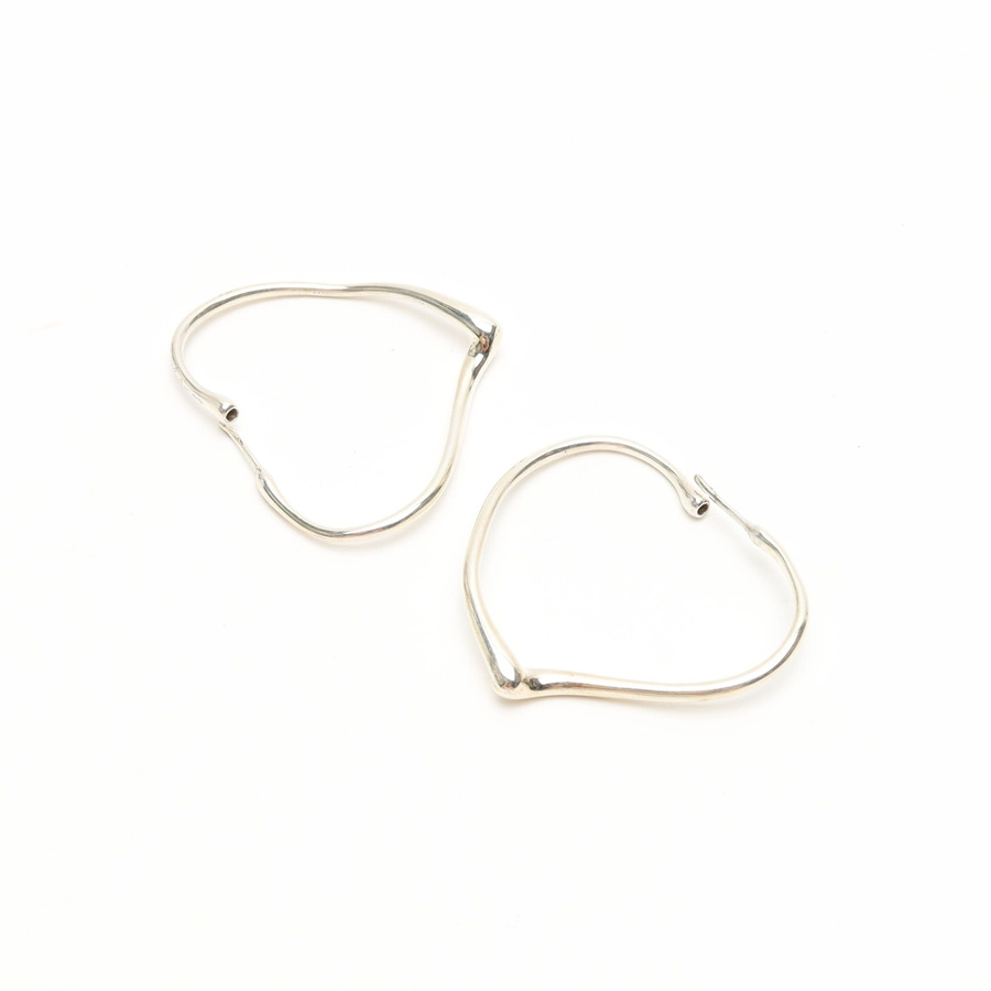 Vintage Tiffany & Co Elsa Peretti Open Heart Hoop Earrings - A