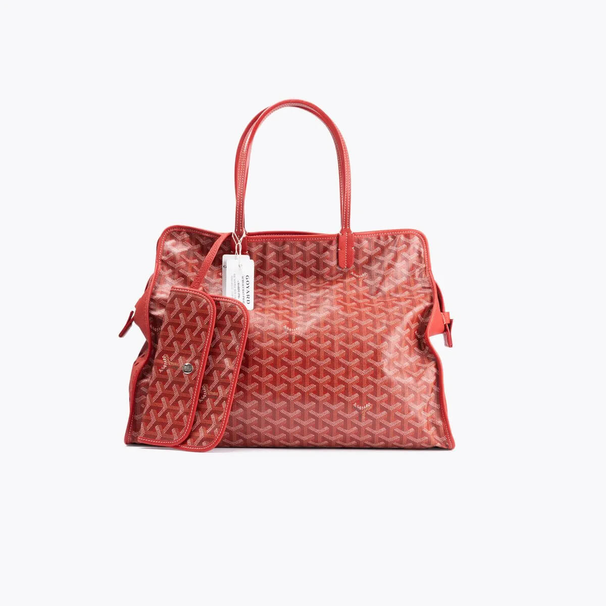 HARDY PM BAG 40 IN RED GOYARDINE CANVAS AND TAURILLON LEATHER TRIM