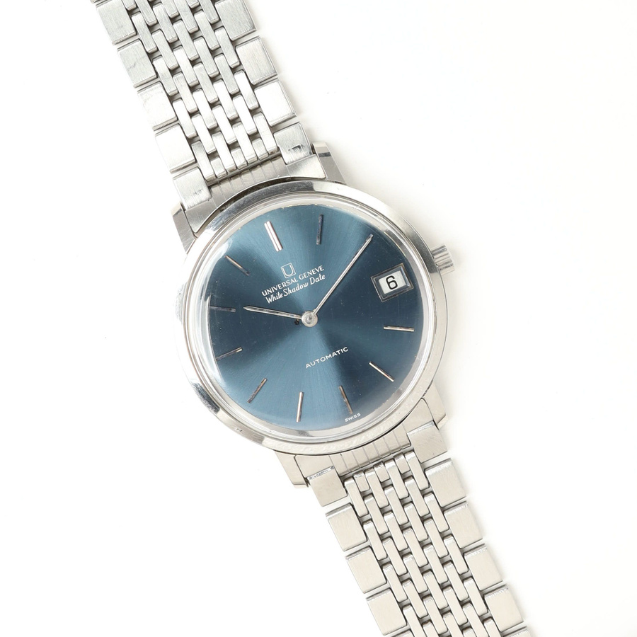 Vintage Universal Genève White Shadow Date 34mm Watch A Retro Tale