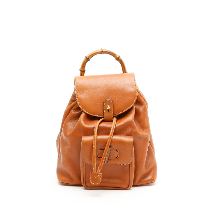 Gucci mini Bamboo Brown caramel Leather Backpack new never used GUCCI Old Leather Mini Backpack Brown Bamboo with Storage  main image 3