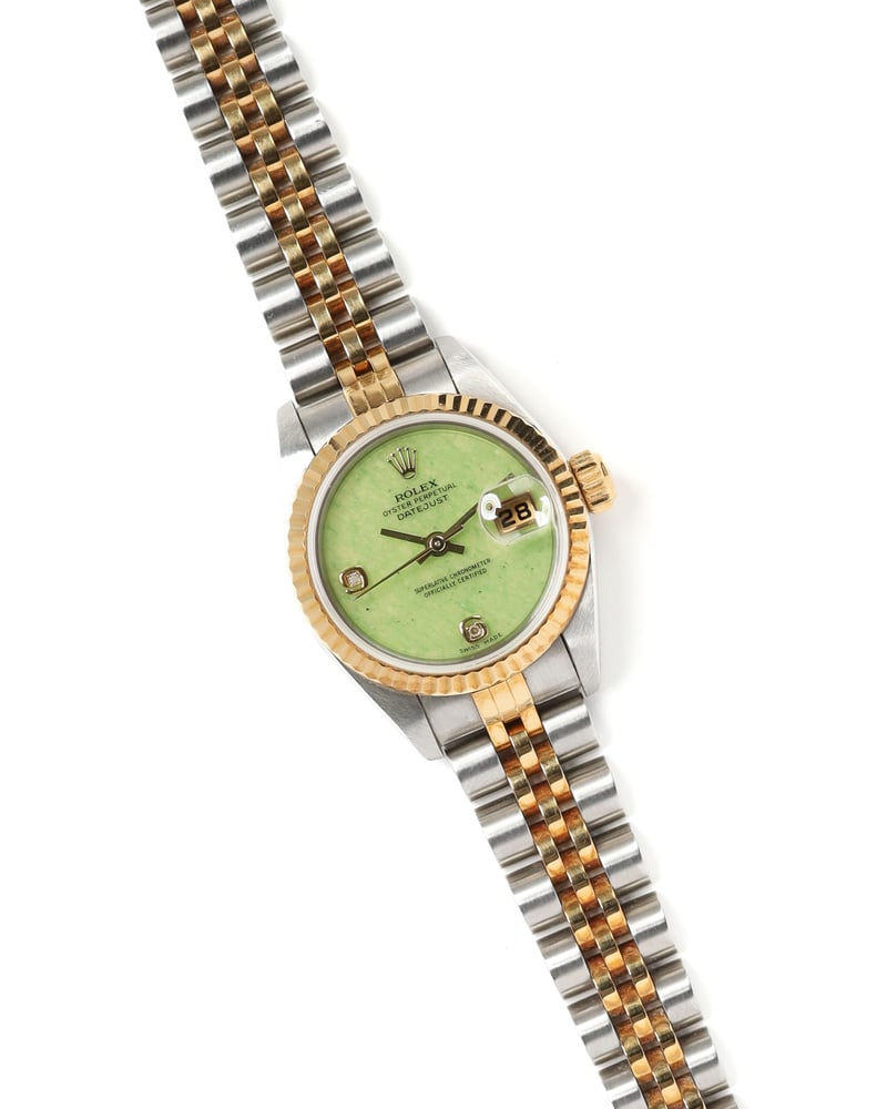 Vintage Rolex Lady Datejust RARE Green Jadeite Dial Watch - A