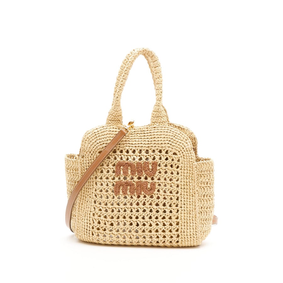 Vintage Miu Miu Raffia Effect Crochet Tote Bag - WZ613259