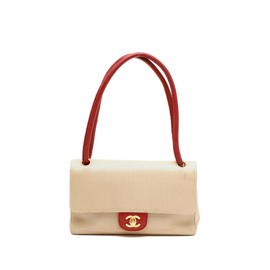 Vintage Chanel CC Perforated Single Flap Bag - 2260005388833