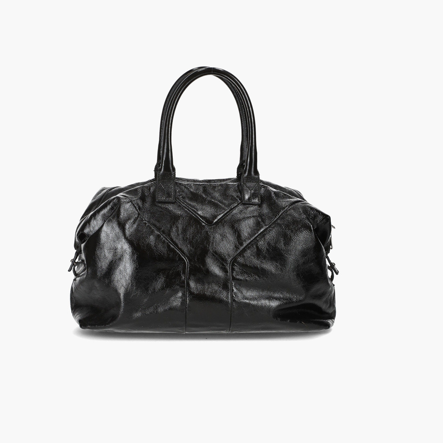 バッグ Vintage Yves Saint Laurent Boston bag Yves Saint Laurent Dark Brown Leather Logo Boston Bag Yves