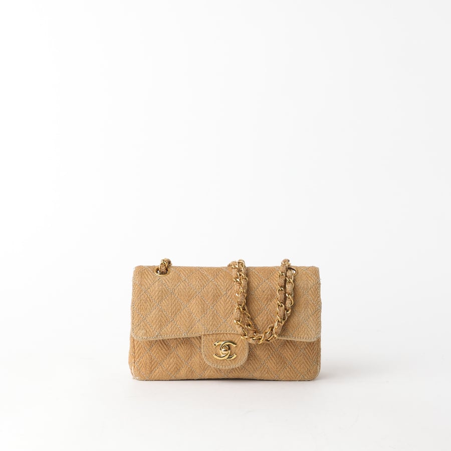 Vintage CHANEL Classic Small Straw Double Flap Bag - A Retro Tale