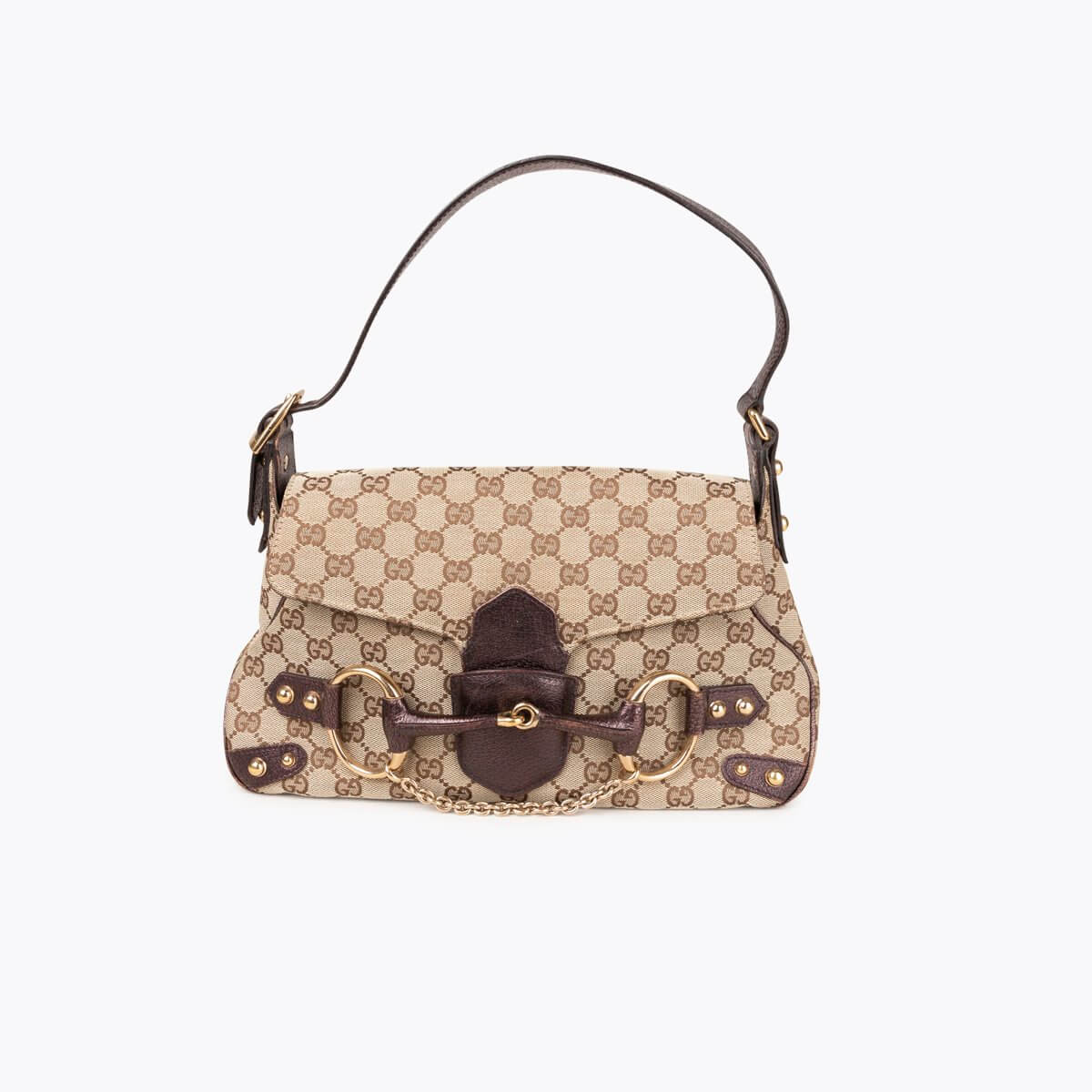 GUCCI Horsebit GG Shoulder Bag