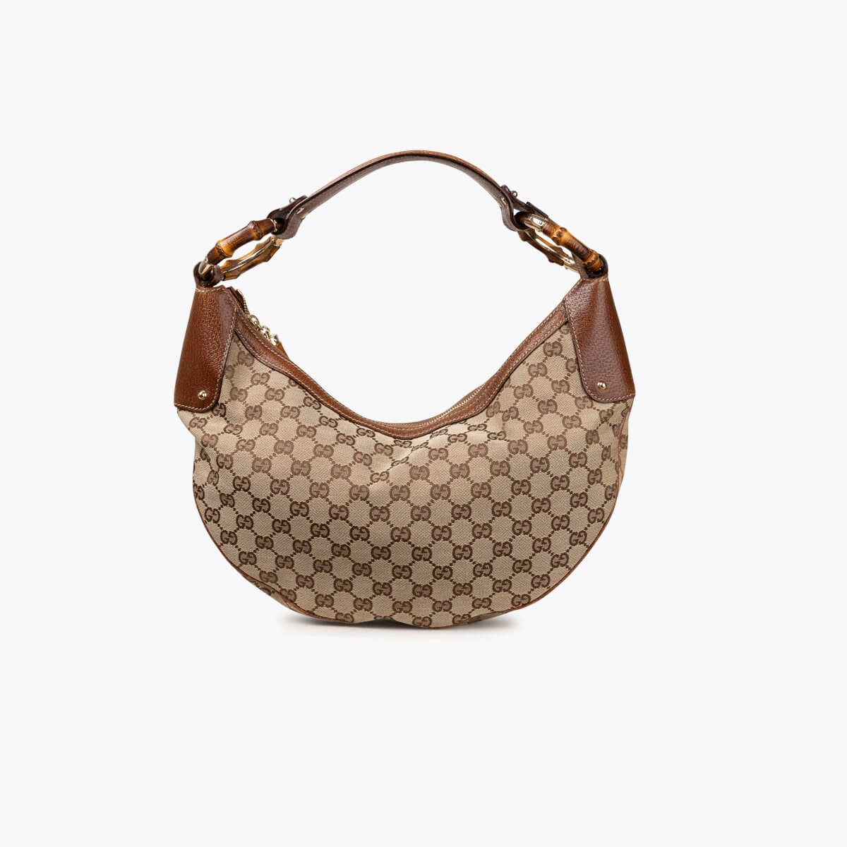 GUCCI GG Bamboo Canvas Hobo Bag