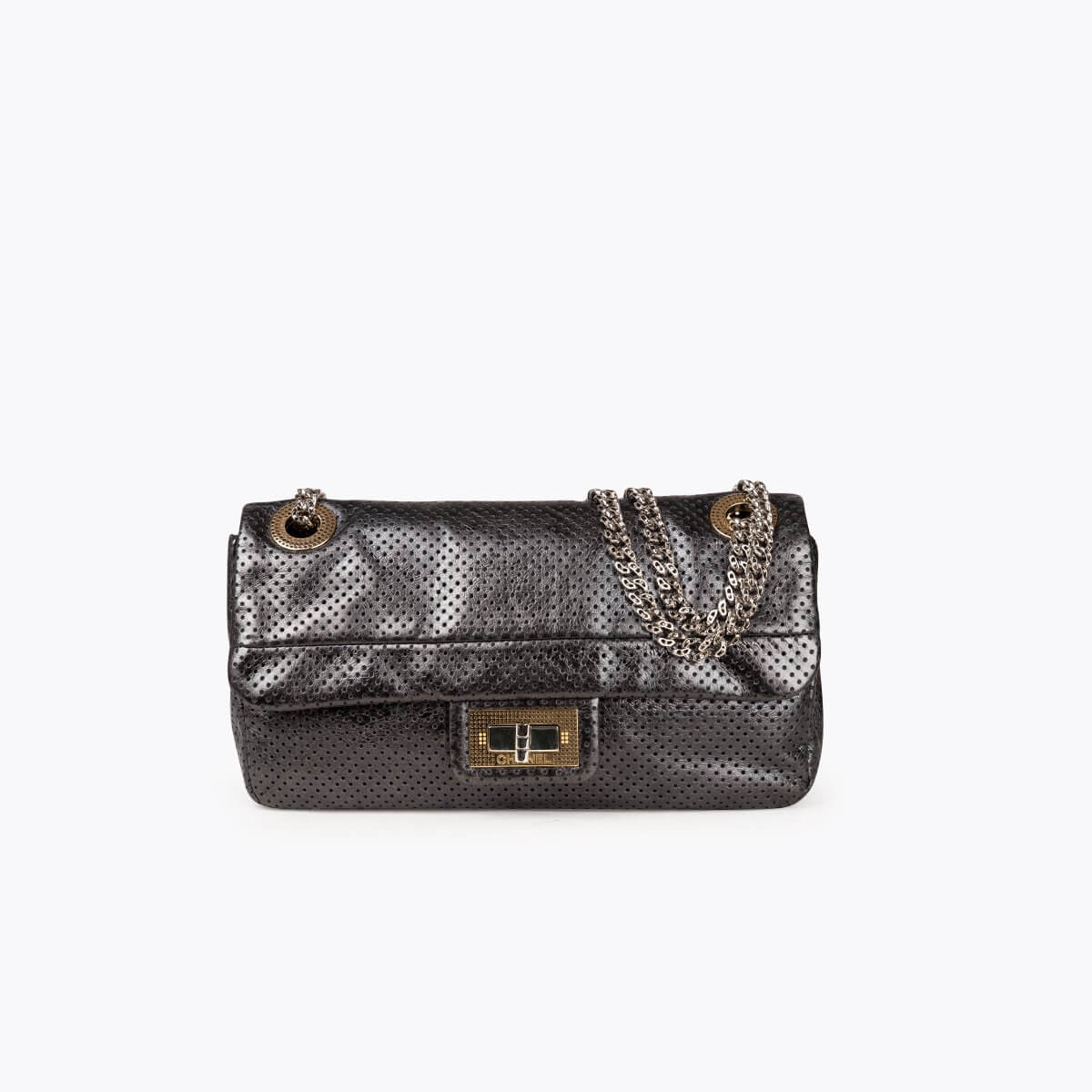 CHANEL Reissue 2-55 Metallic Perforated Drill Flap Bag