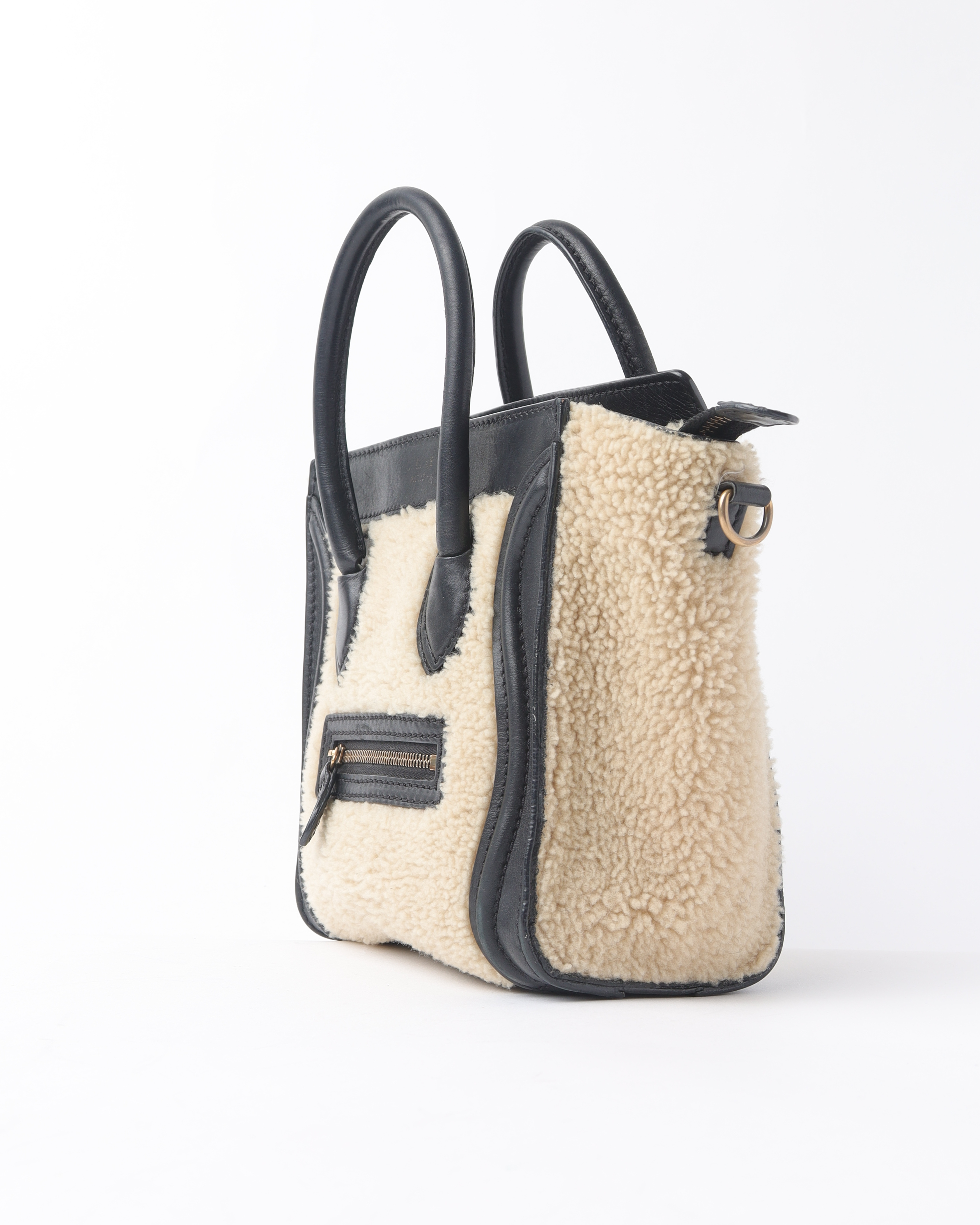 Celine Shearling Nano Luggage Bag