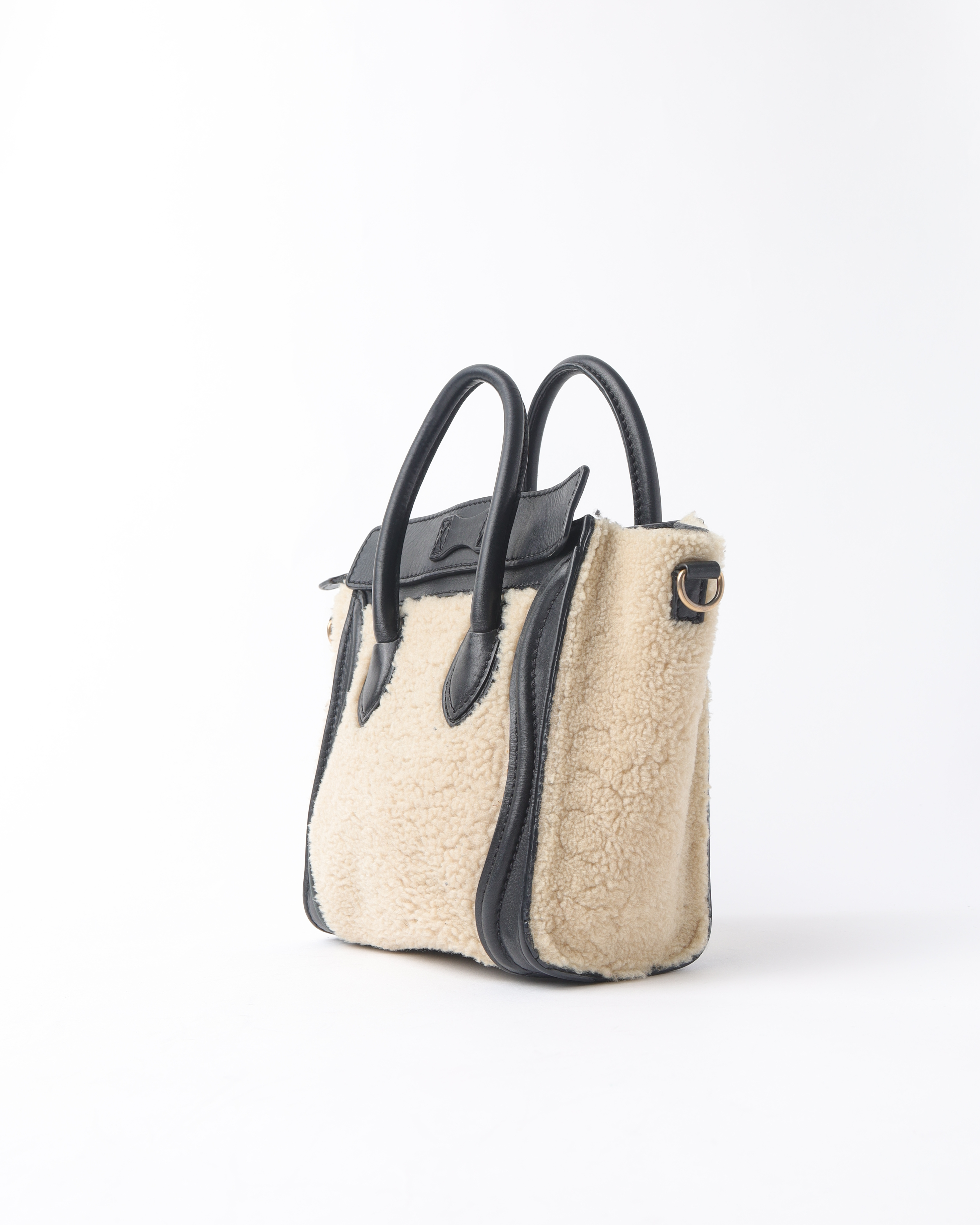 Celine Shearling Nano Luggage Bag