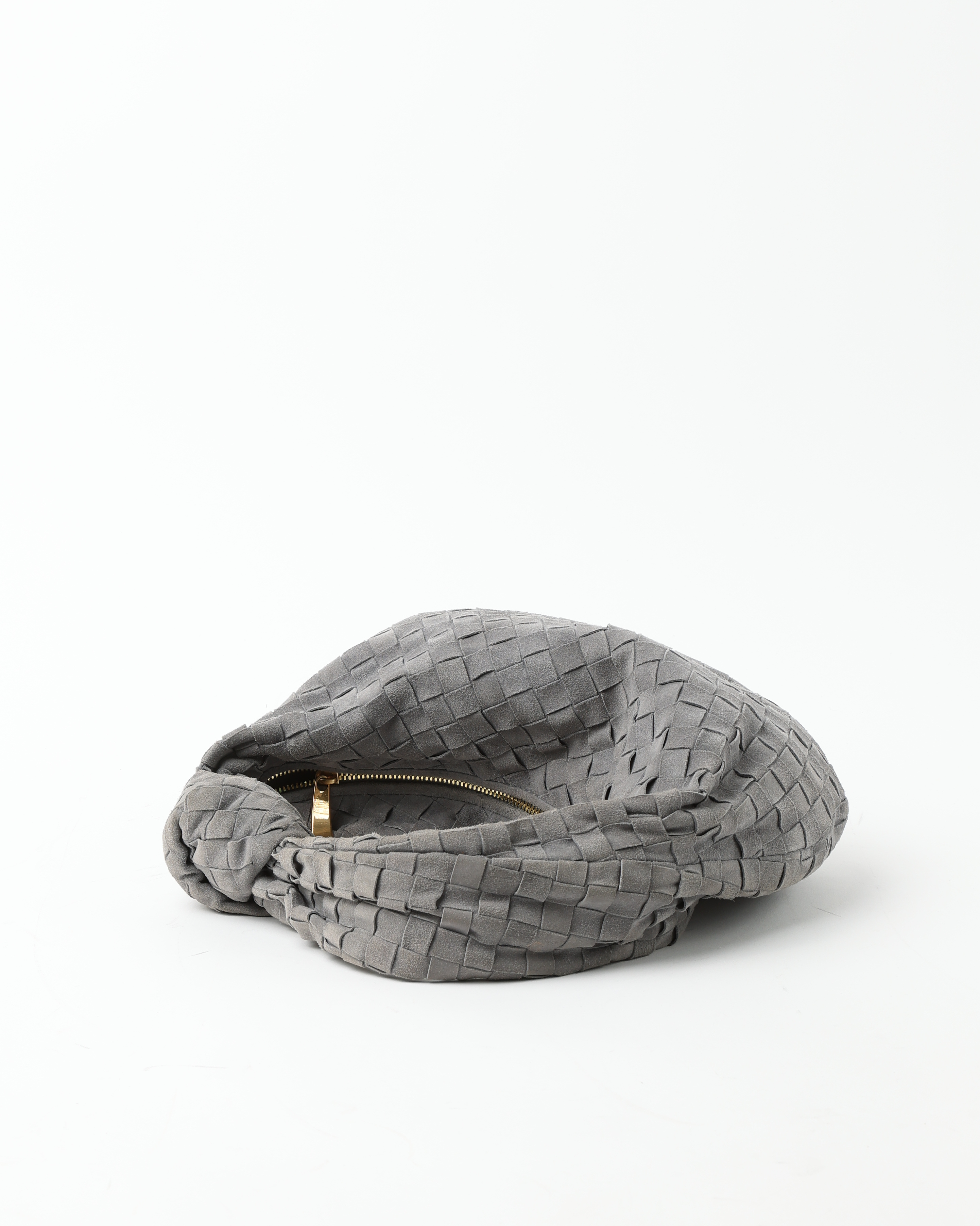 Bottega Veneta Intrecciato Suede Jodie Teen Bag In Gray