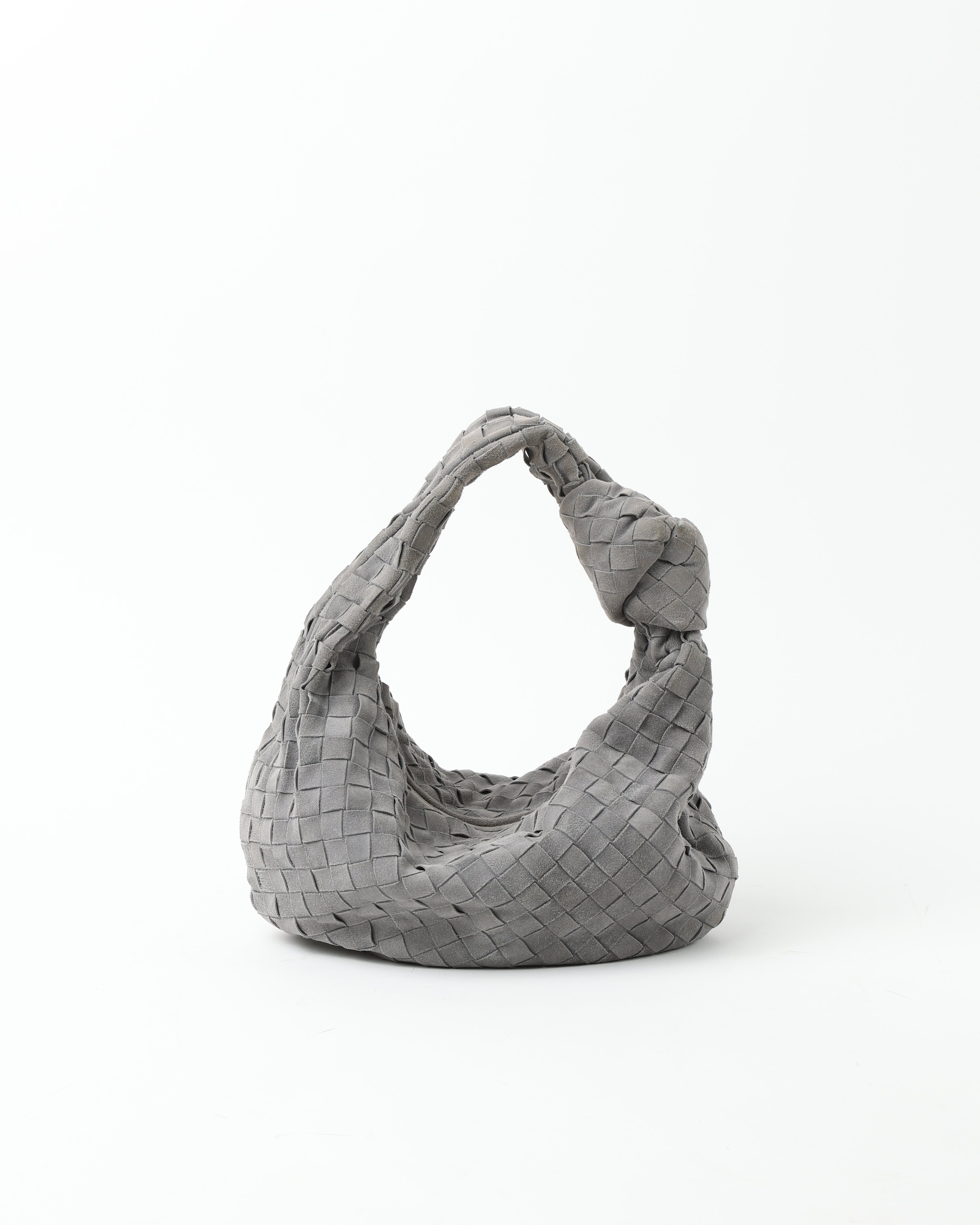 Bottega Veneta Intrecciato Suede Jodie Teen Bag In Gray