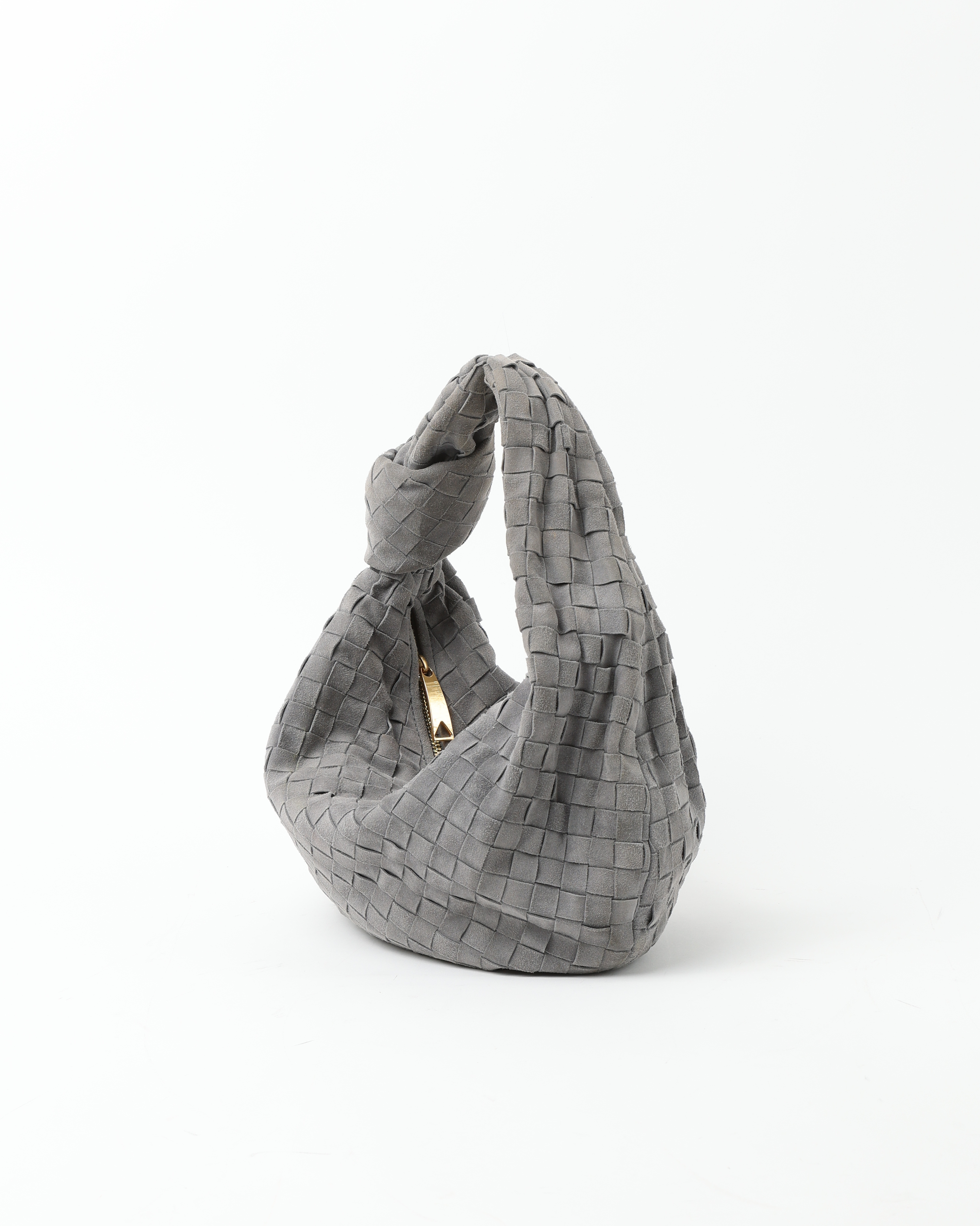 Bottega Veneta Intrecciato Suede Jodie Teen Bag In Gray