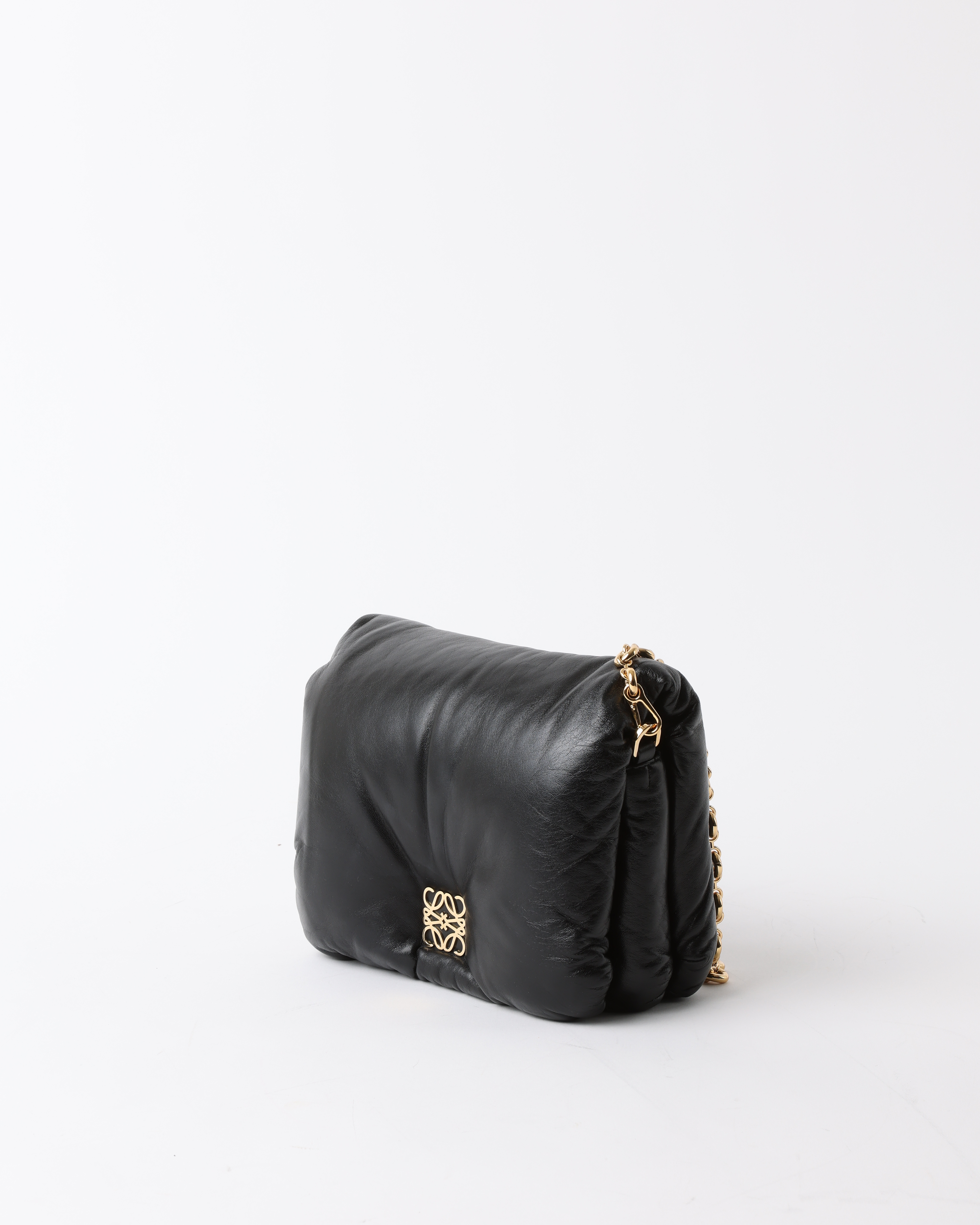 Loewe Goya Puffer Quilted Shoulder Bag In Black
