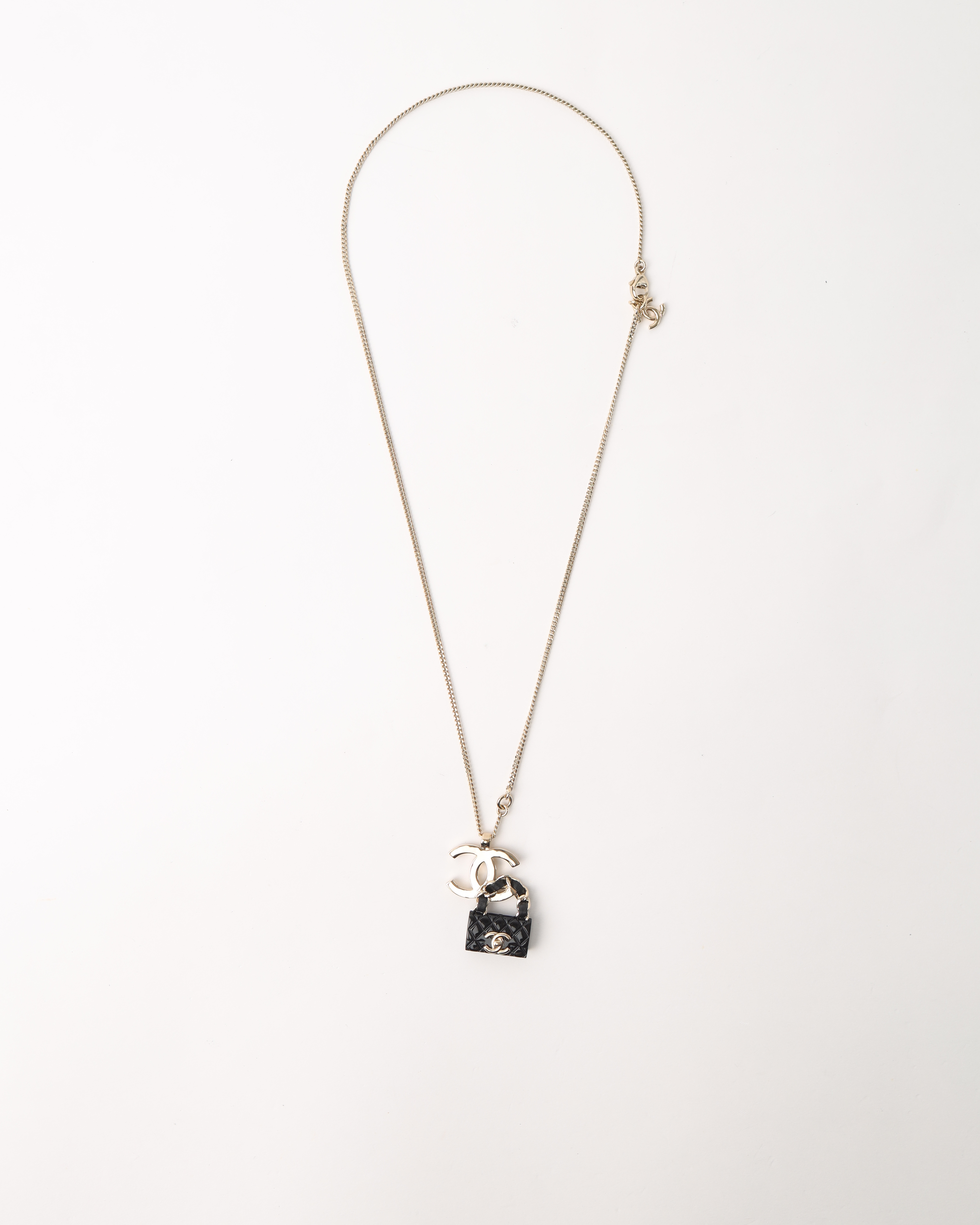 Pre-owned Chanel Flap Bag Pendant Full Set Necklace