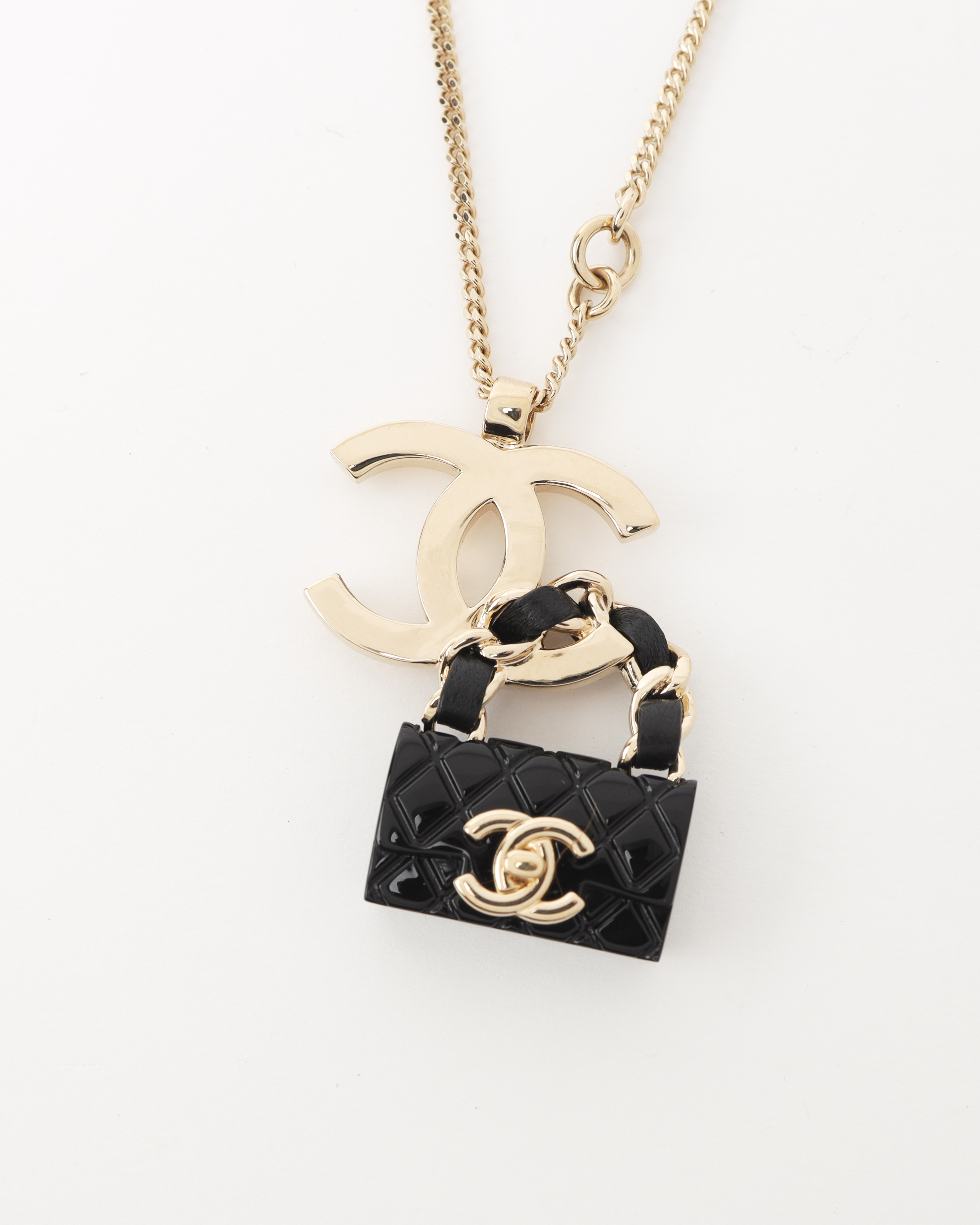 Pre-owned Chanel Flap Bag Pendant Full Set Necklace