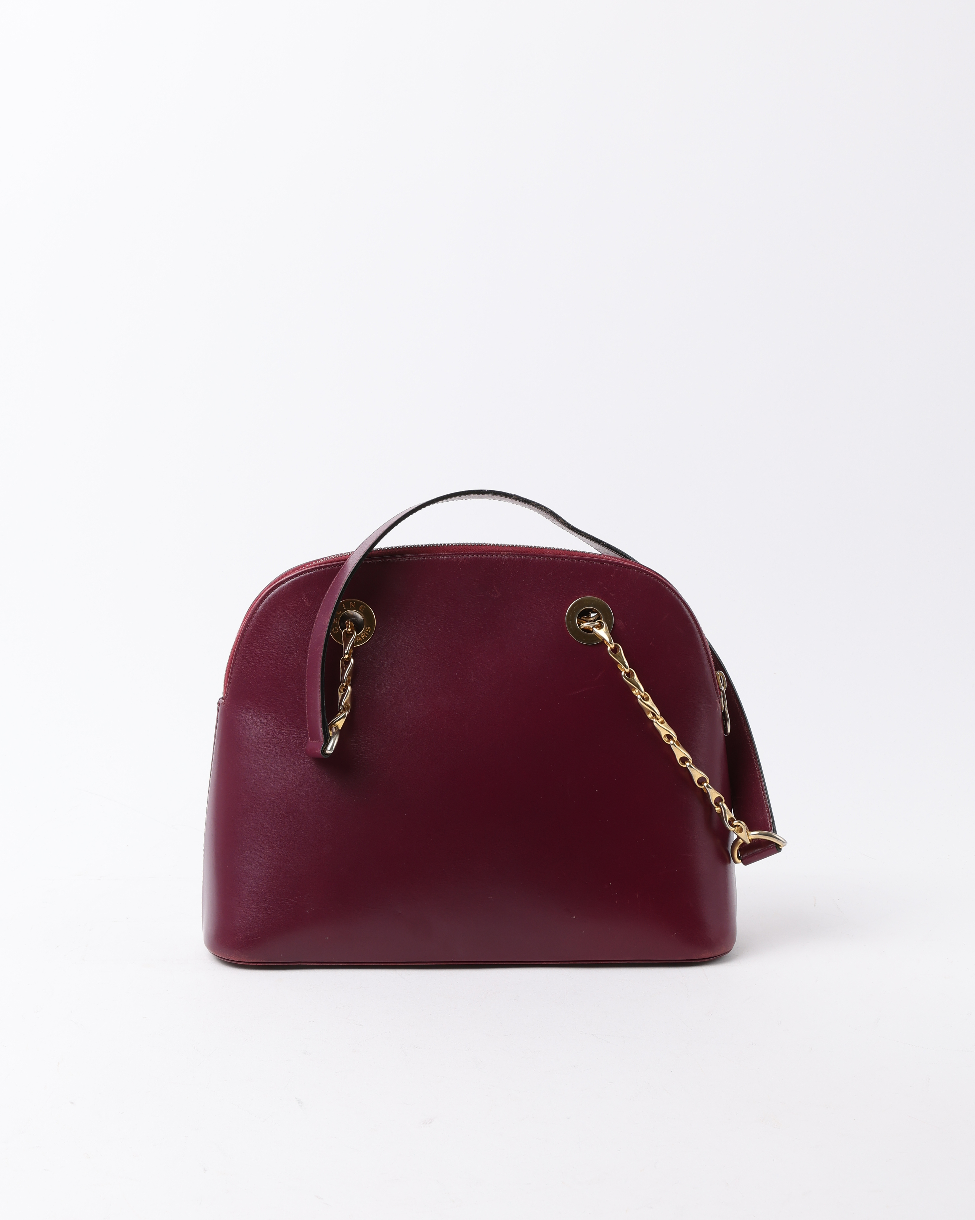 CELINE Purple Leather Chain Shoulder Bag
