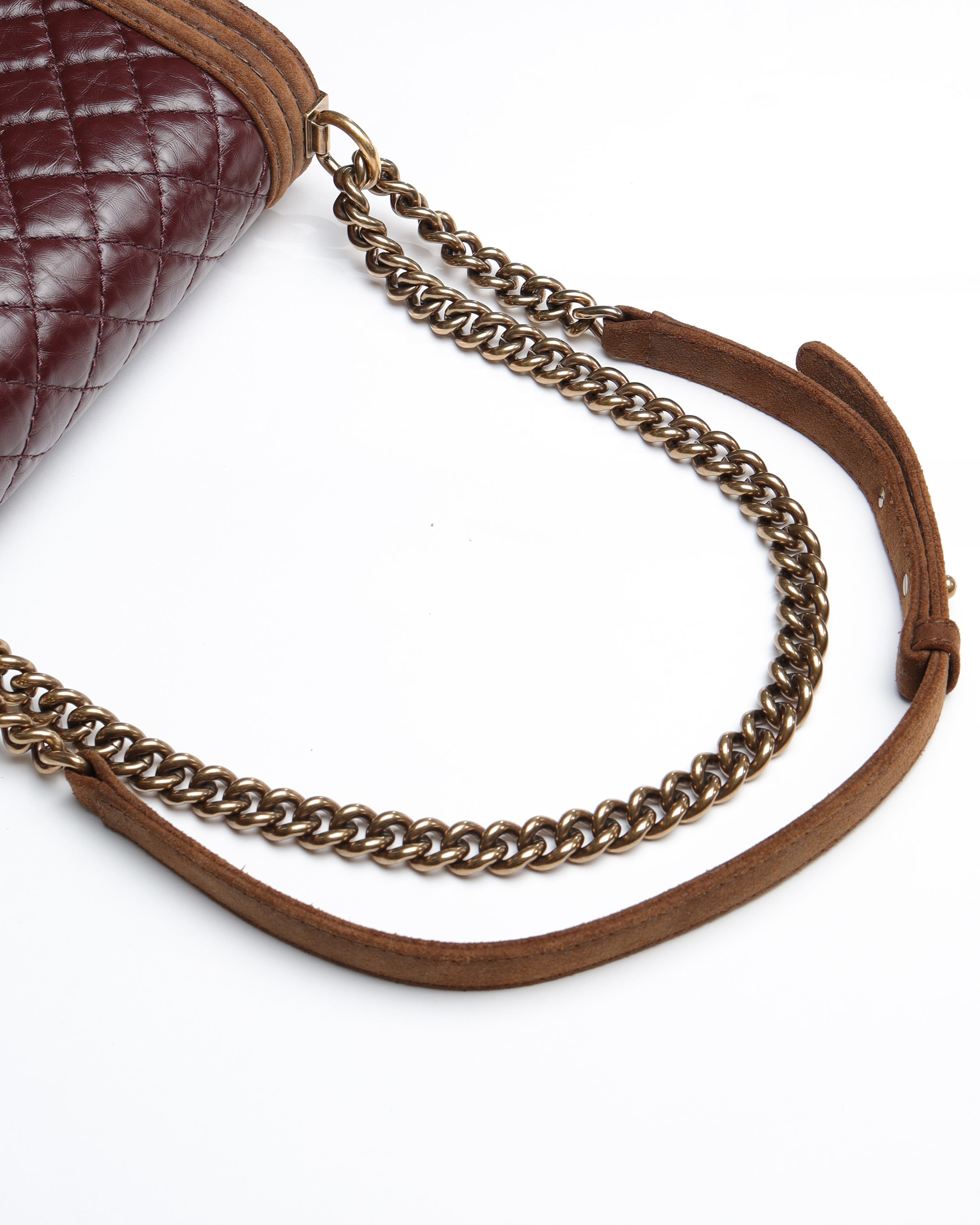Pre-owned Chanel Medium Two Tone Boy Bag In Red