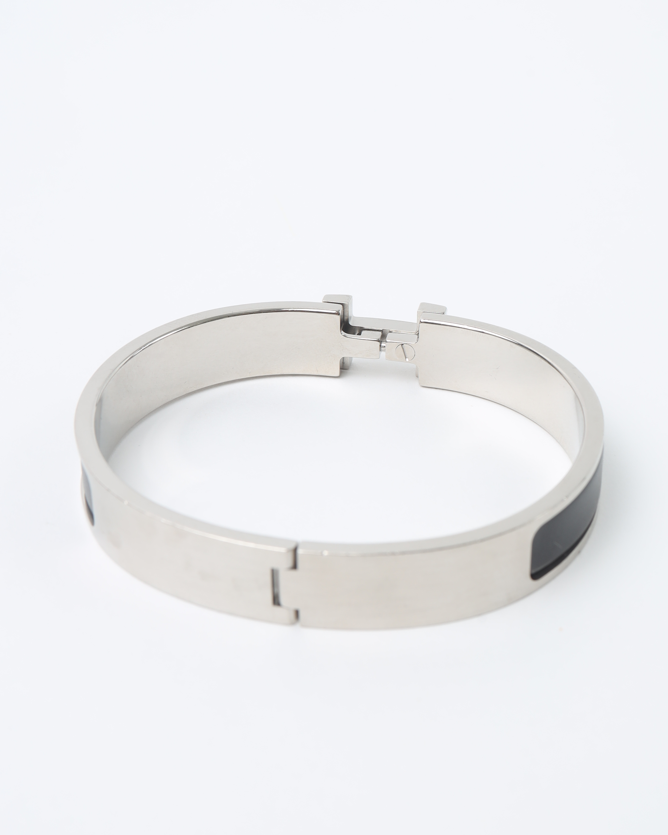 Pre-owned Hermes Hermès Click H Black Enamel Bracelet