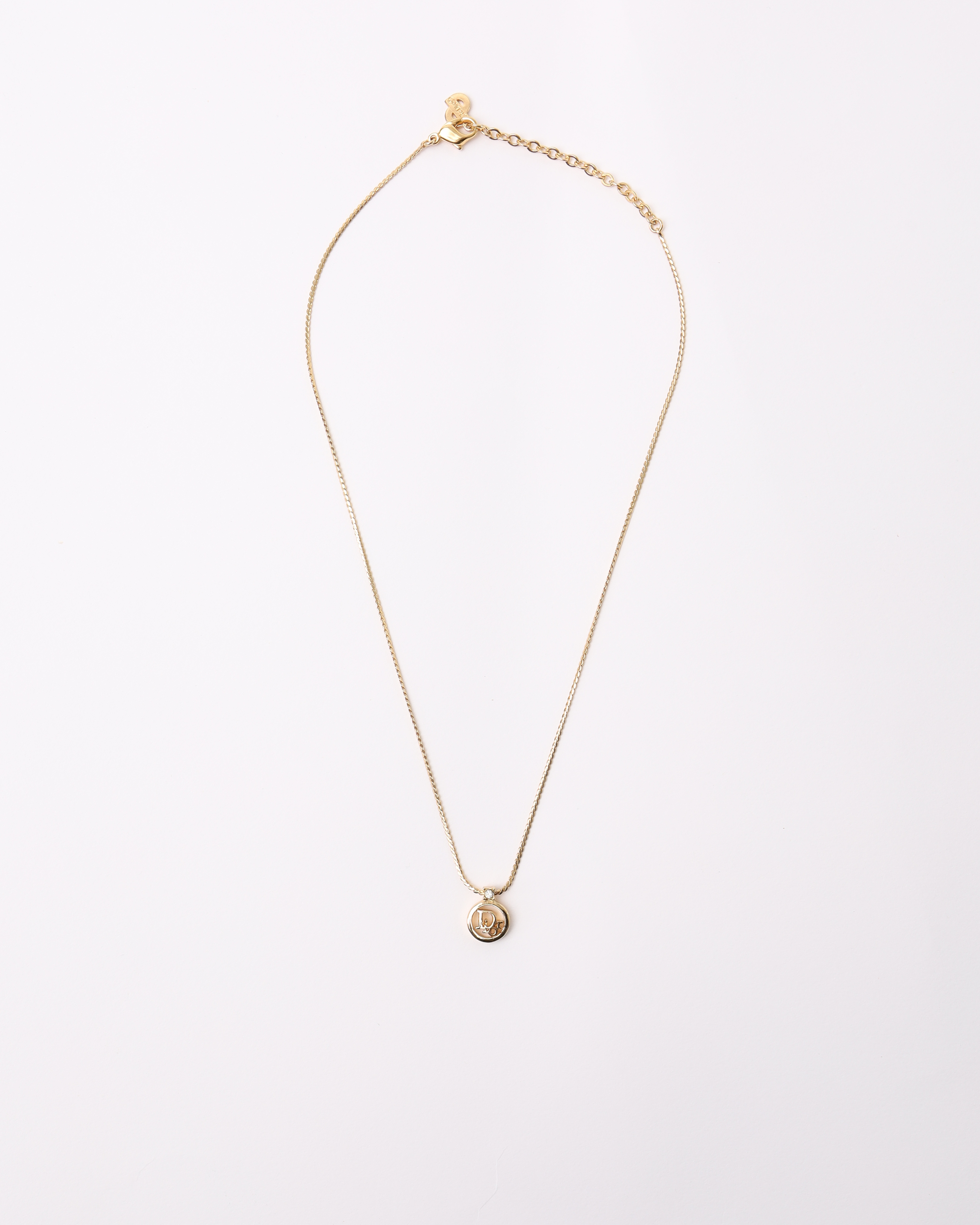 Dior Christian Vintage Logo Strasssteine Halskette