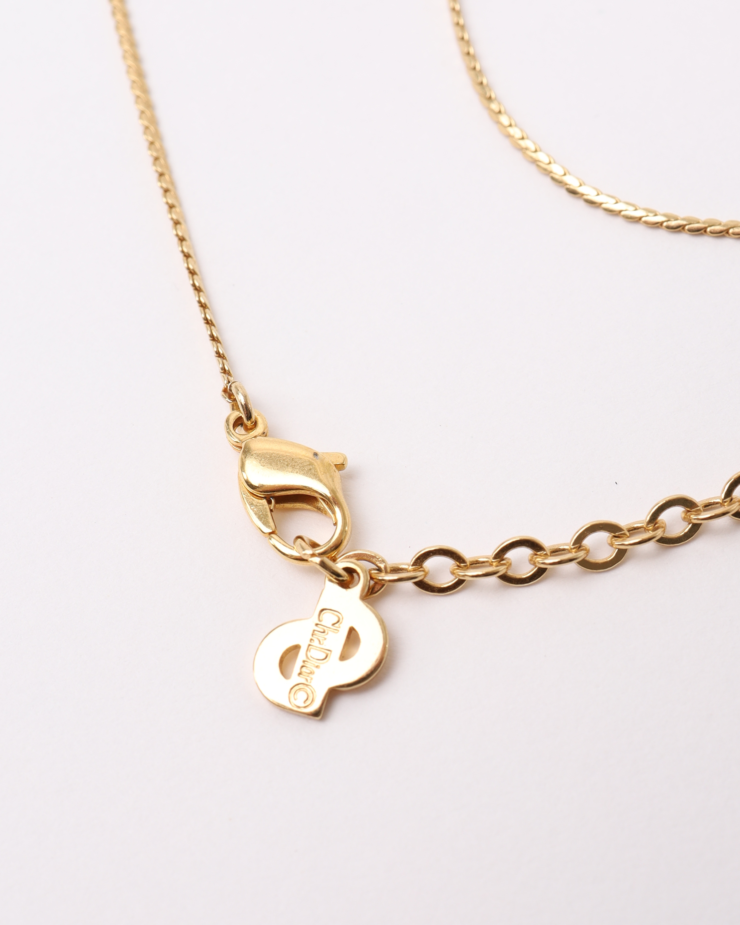 Dior Christian Vintage Logo Strasssteine Halskette