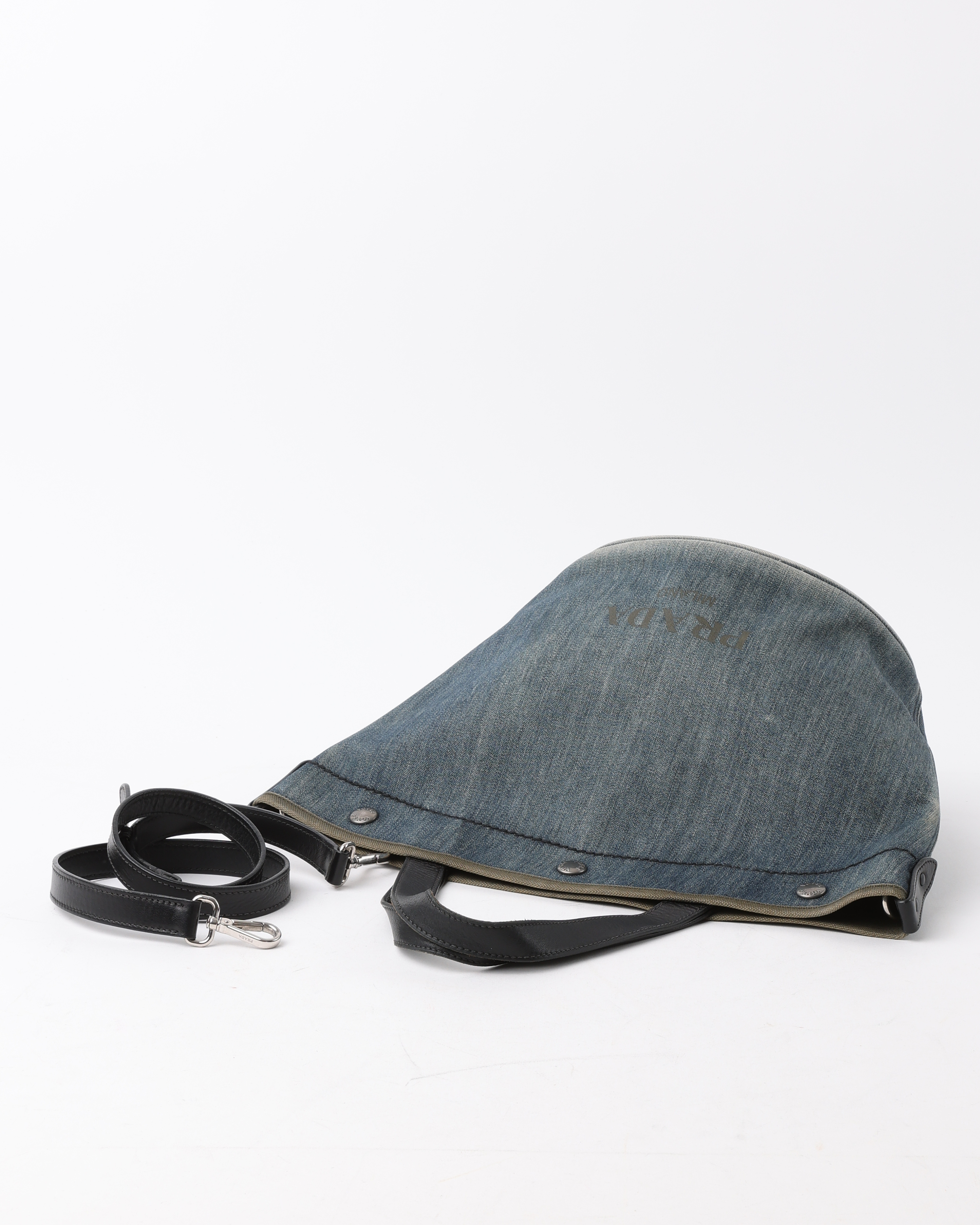 Shop Prada Denim Bucket Bag