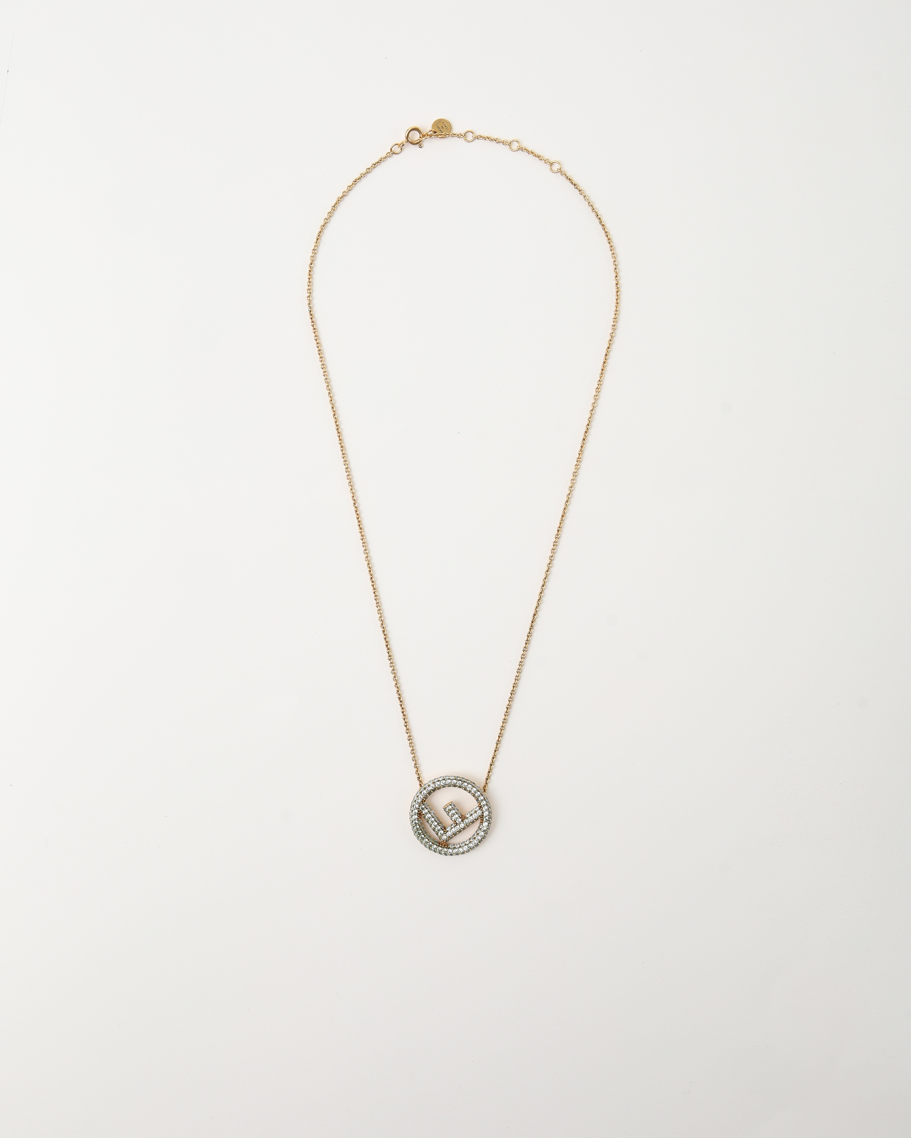 Fendi F Rhinestone Necklace