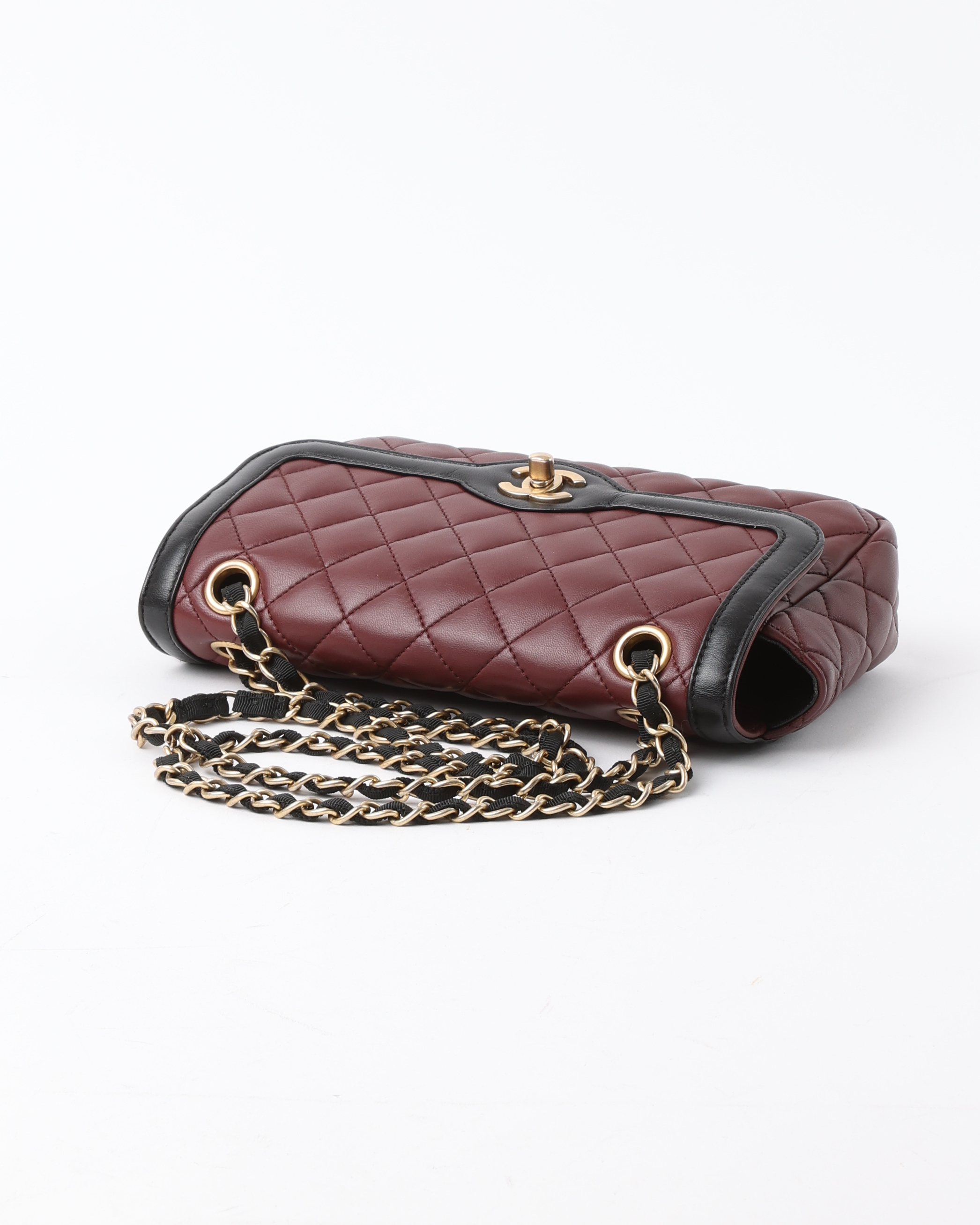 Pre-owned Chanel Bi-color Small Single Flap Bag In Red