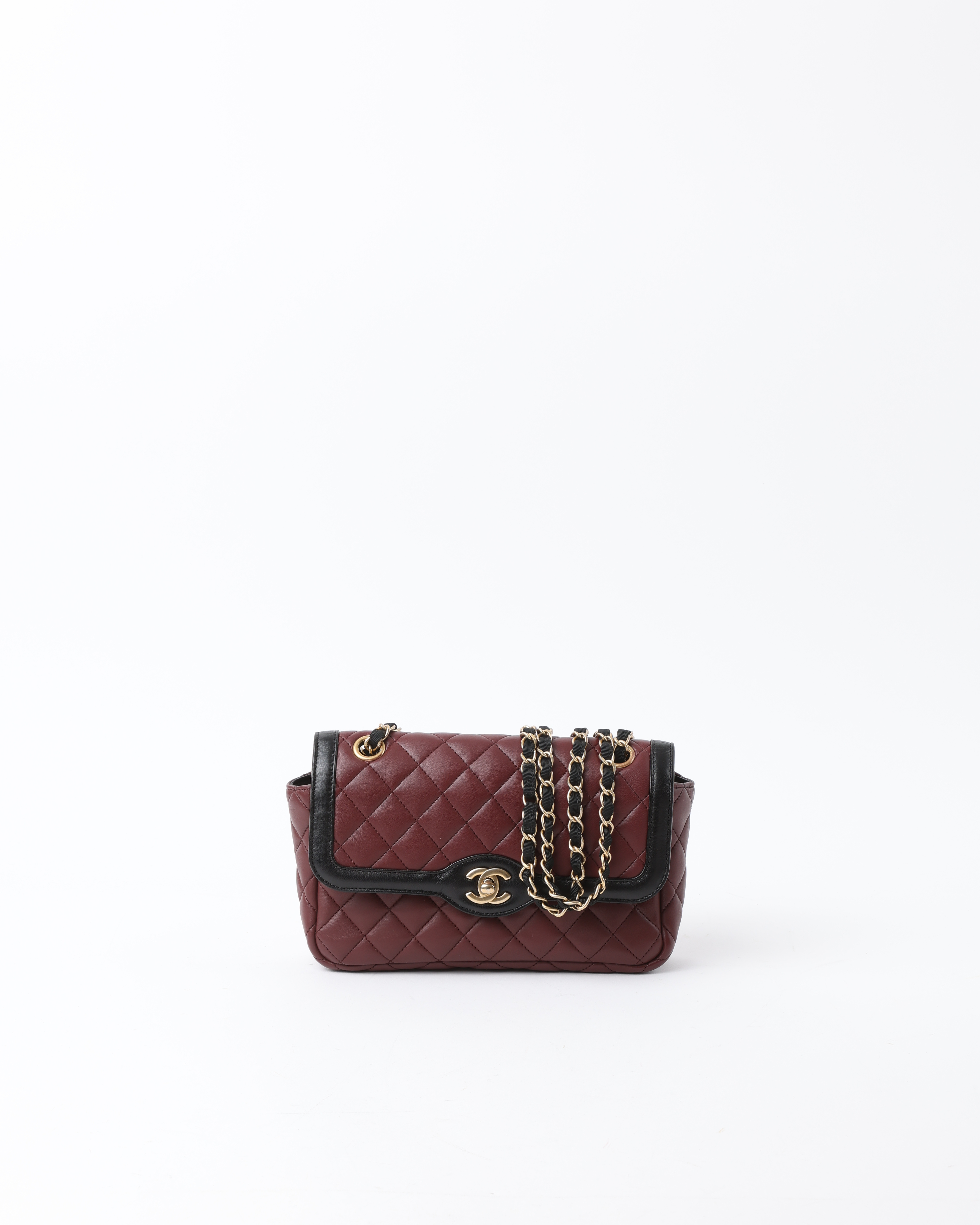 Pre-owned Chanel Bi-color Small Single Flap Bag In Red