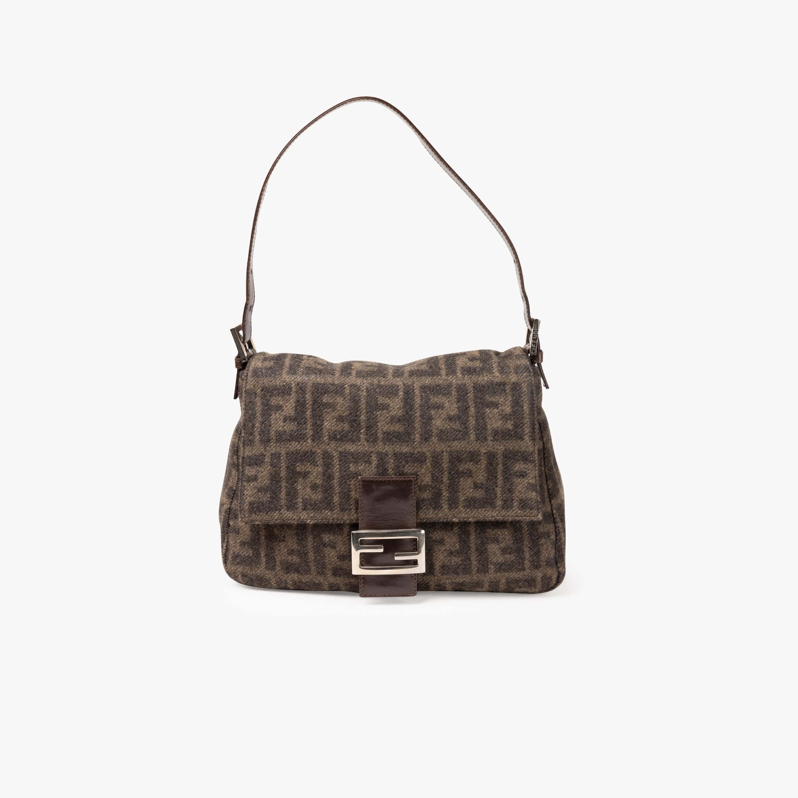 FENDI Tweed Mamma Forever Baguette Shoulder Bag