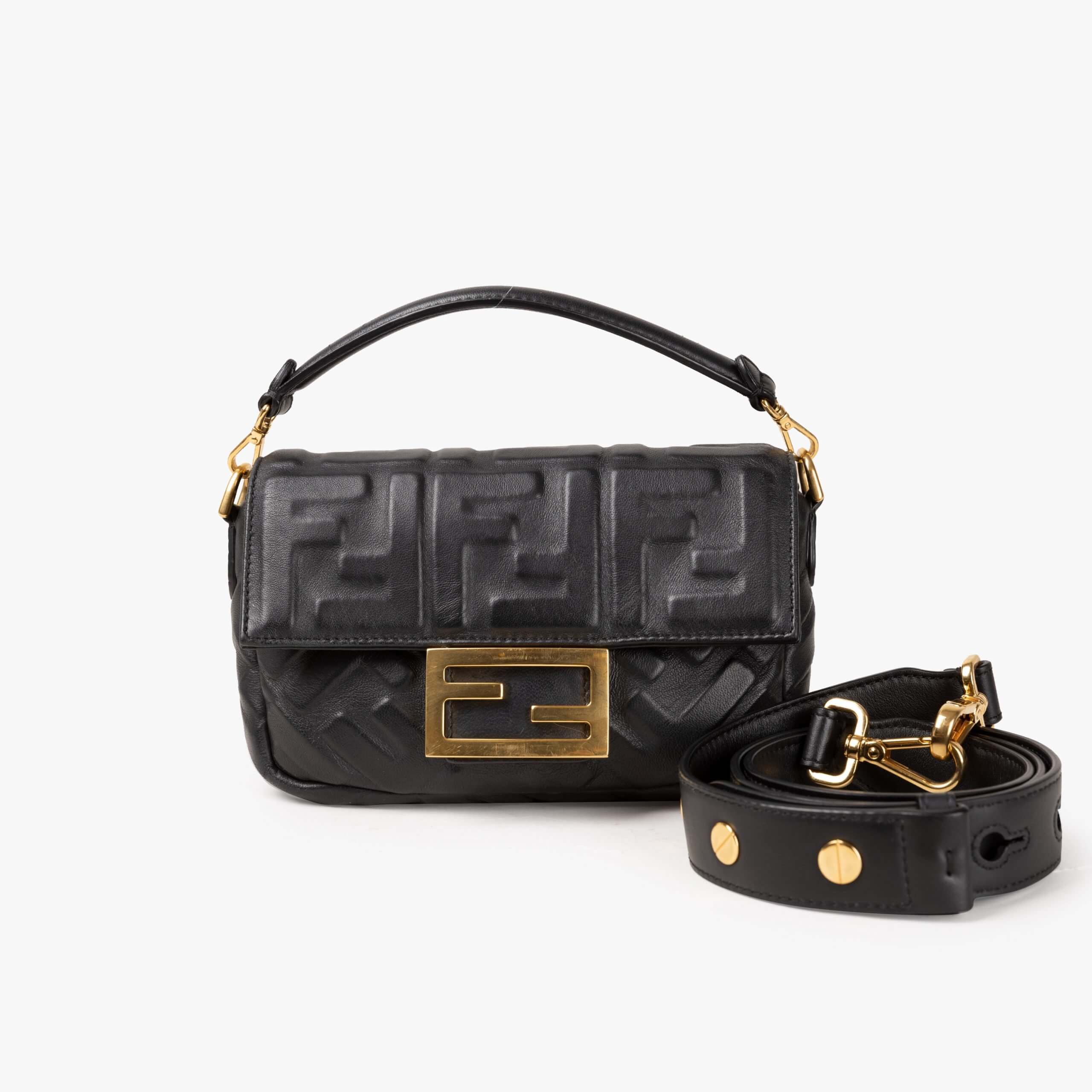 FENDI Nappa Embossed FF 1974 Baguette Bag