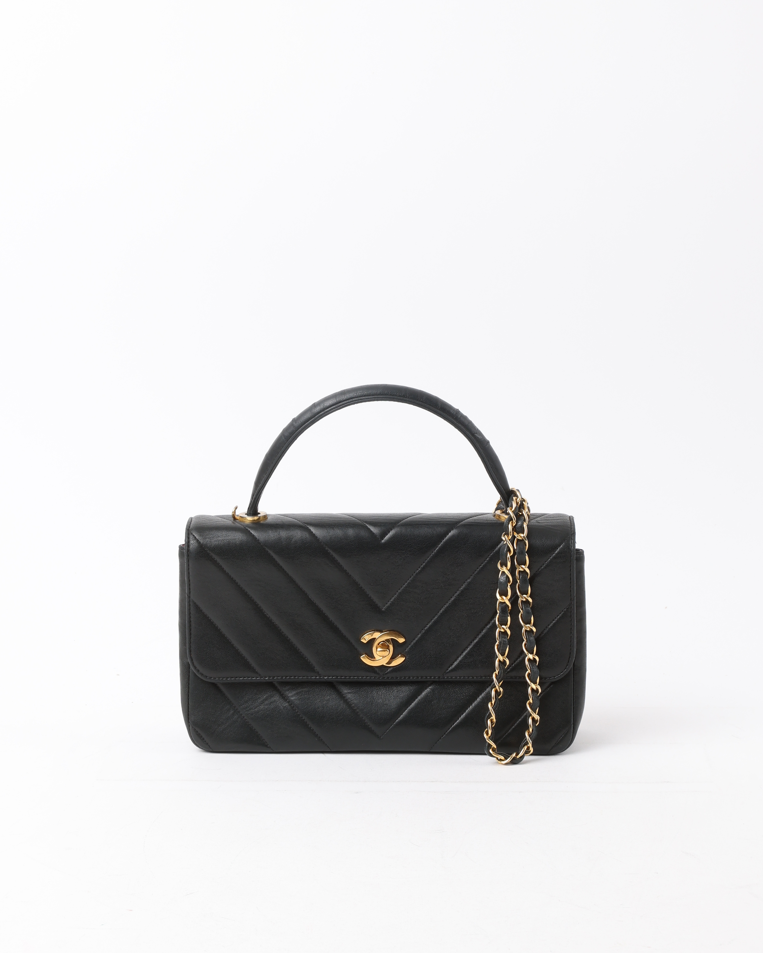 CHANEL Chevron Top Handle Bag