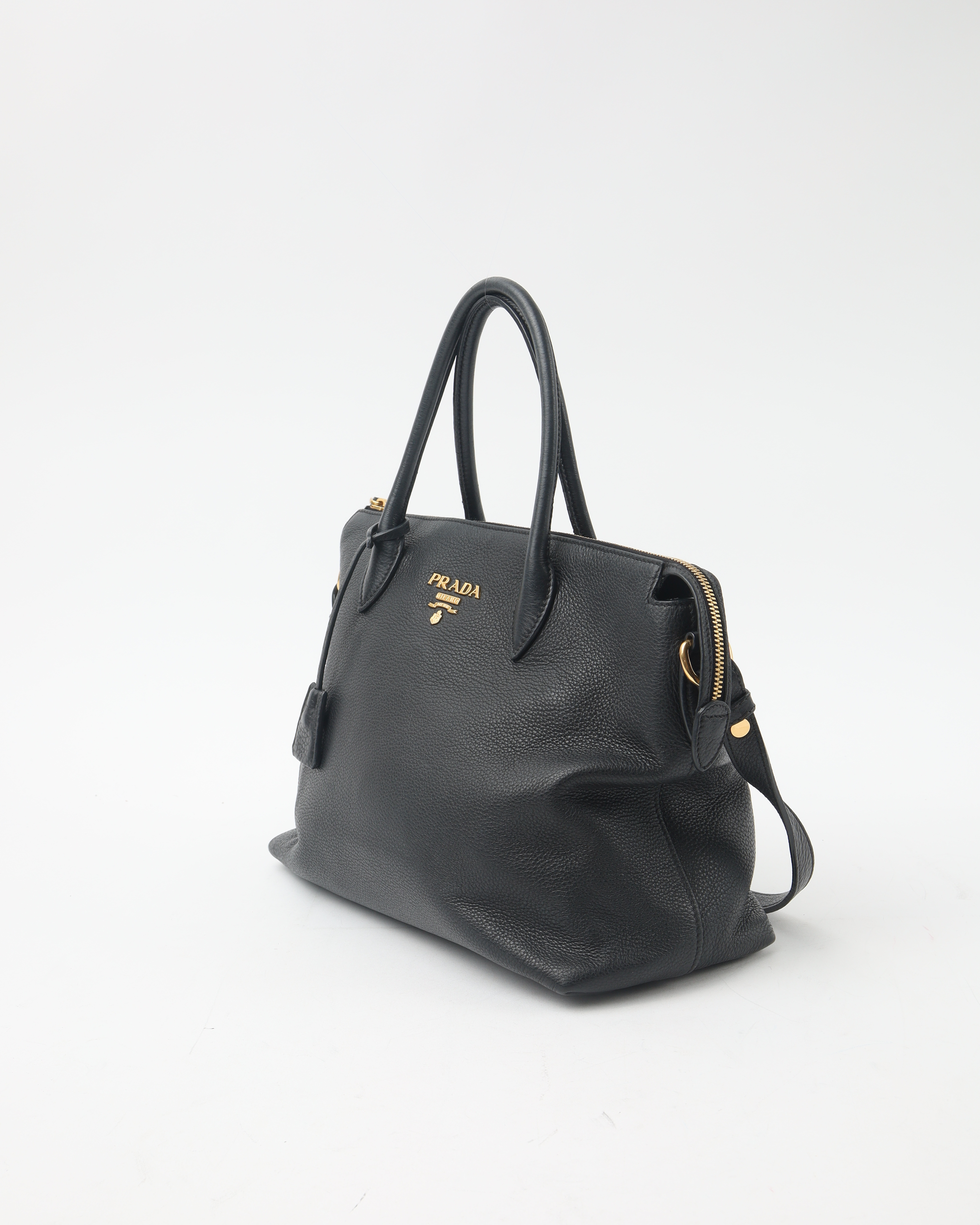 Prada Vitello Phenix Tote Bag In Black