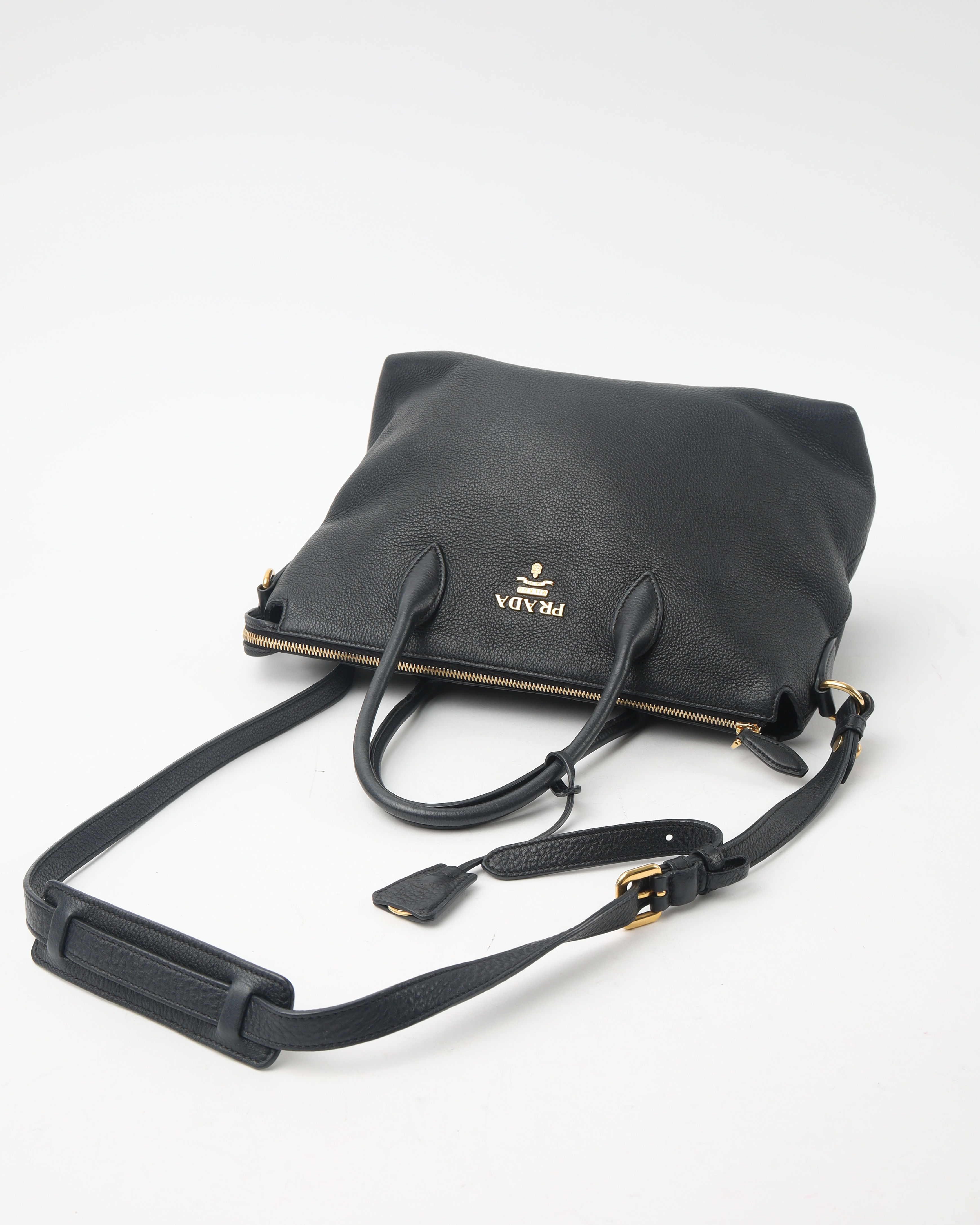 Prada Vitello Phenix Tote Bag In Black
