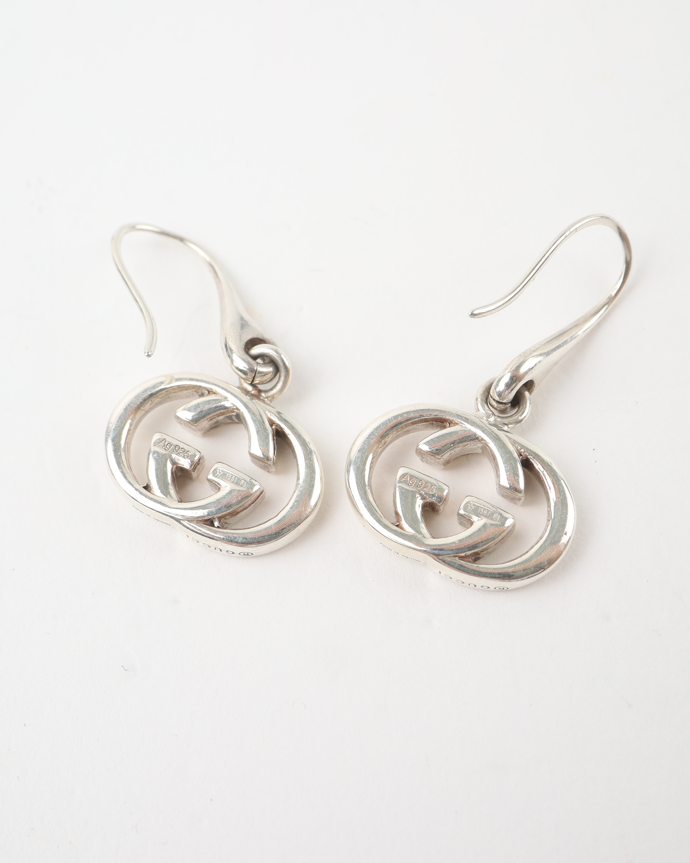 Gucci Interlocking 925 6.8g Silver Earrings