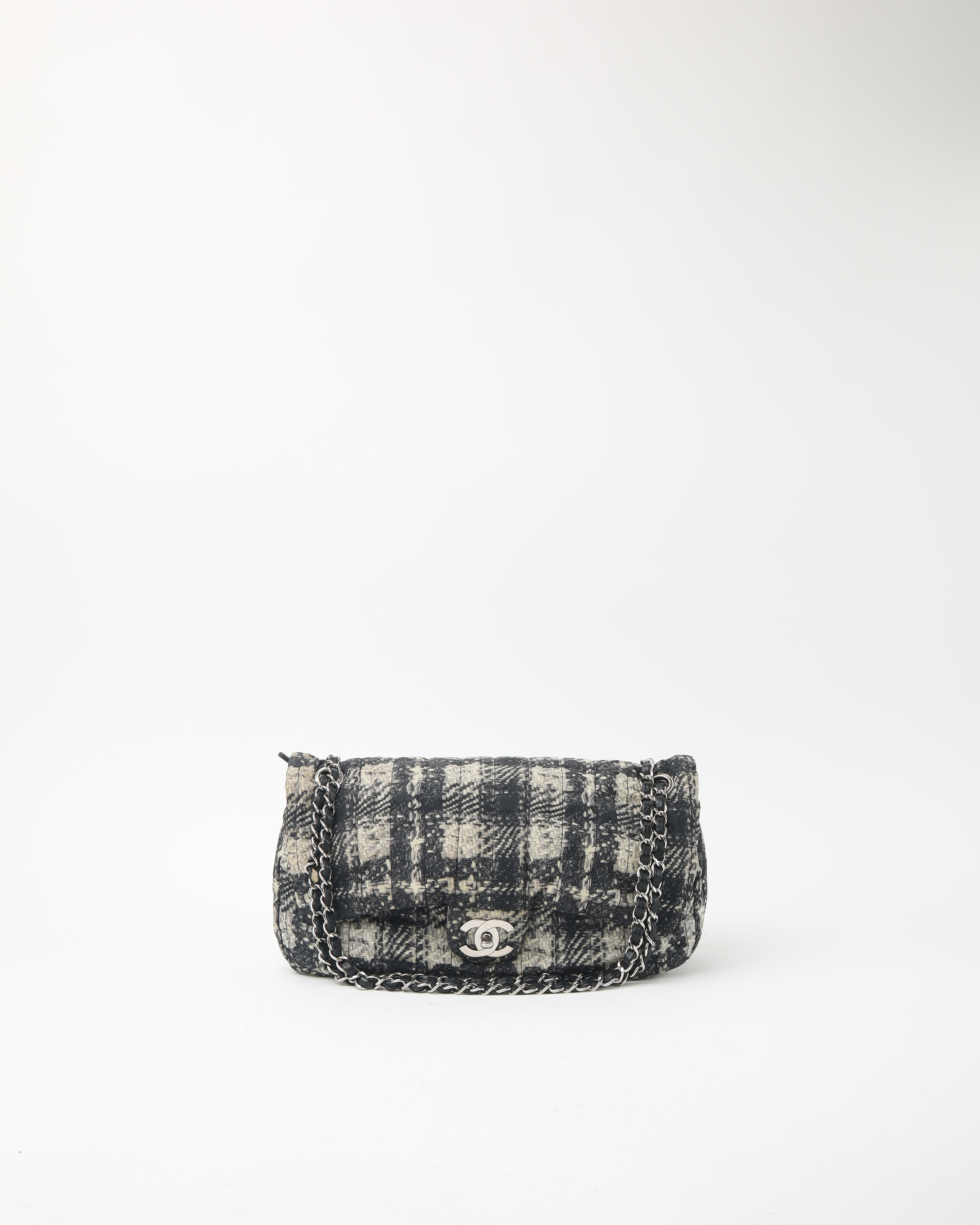 Pre-owned Chanel Nylon Tweed Printed Flap Bag In Multi