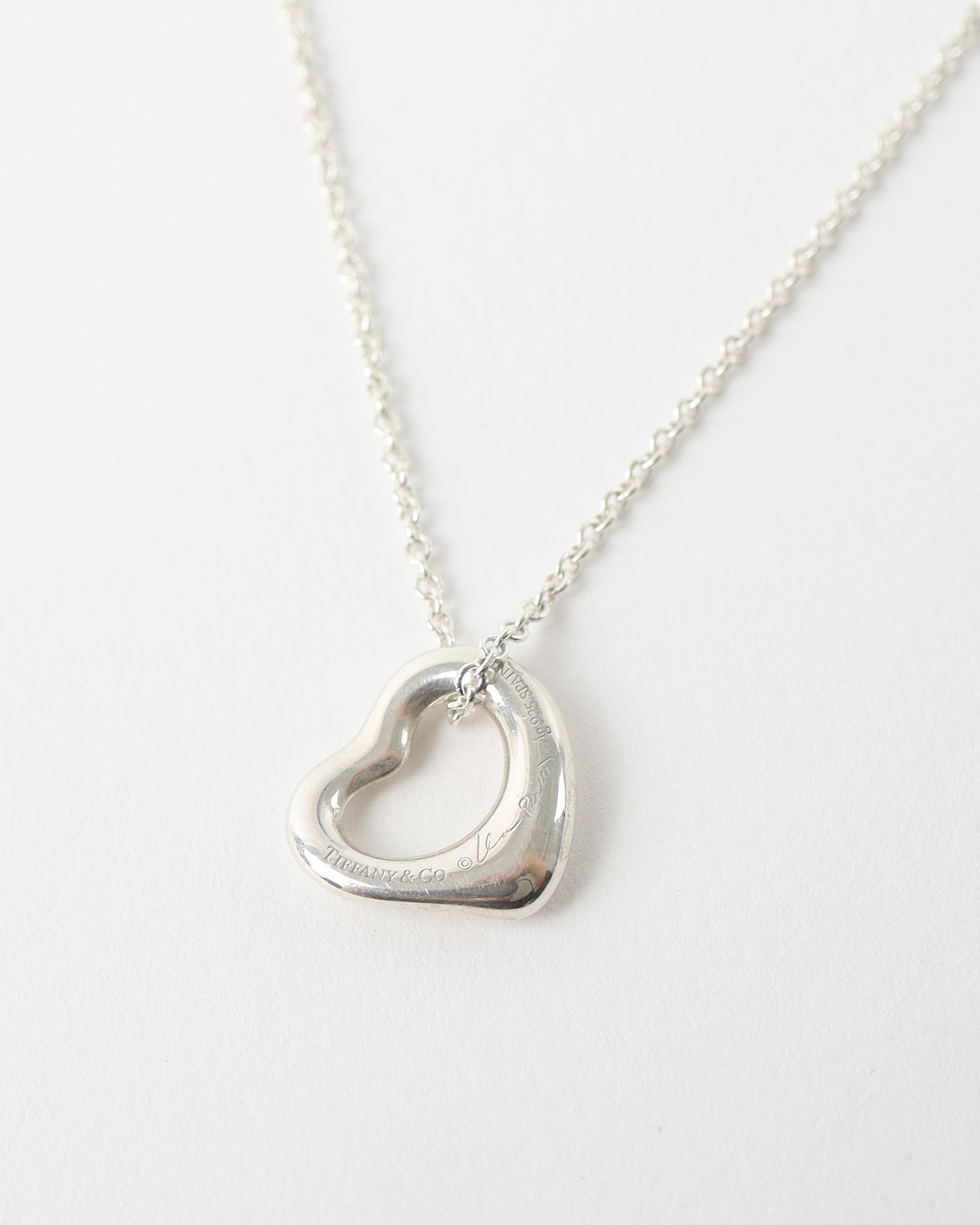 Tiffany & Co Open Heart 925 2.1g Silver Necklace