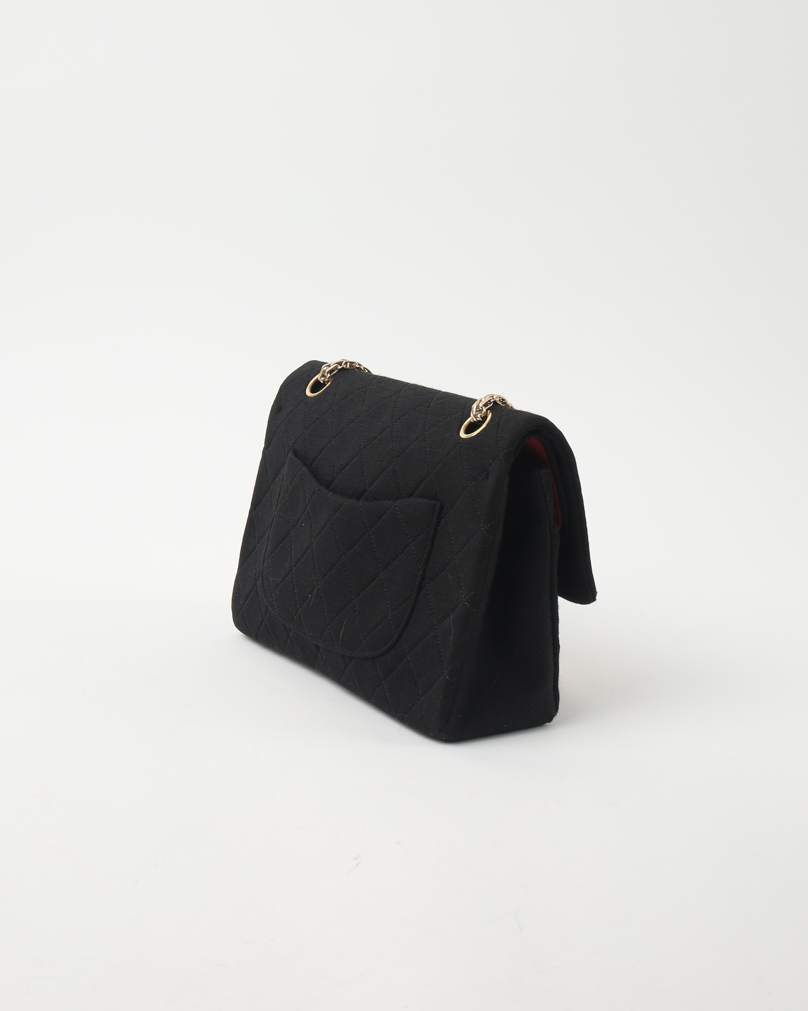 Pre-owned Chanel Medium Jersey Double Flap Bag In Black