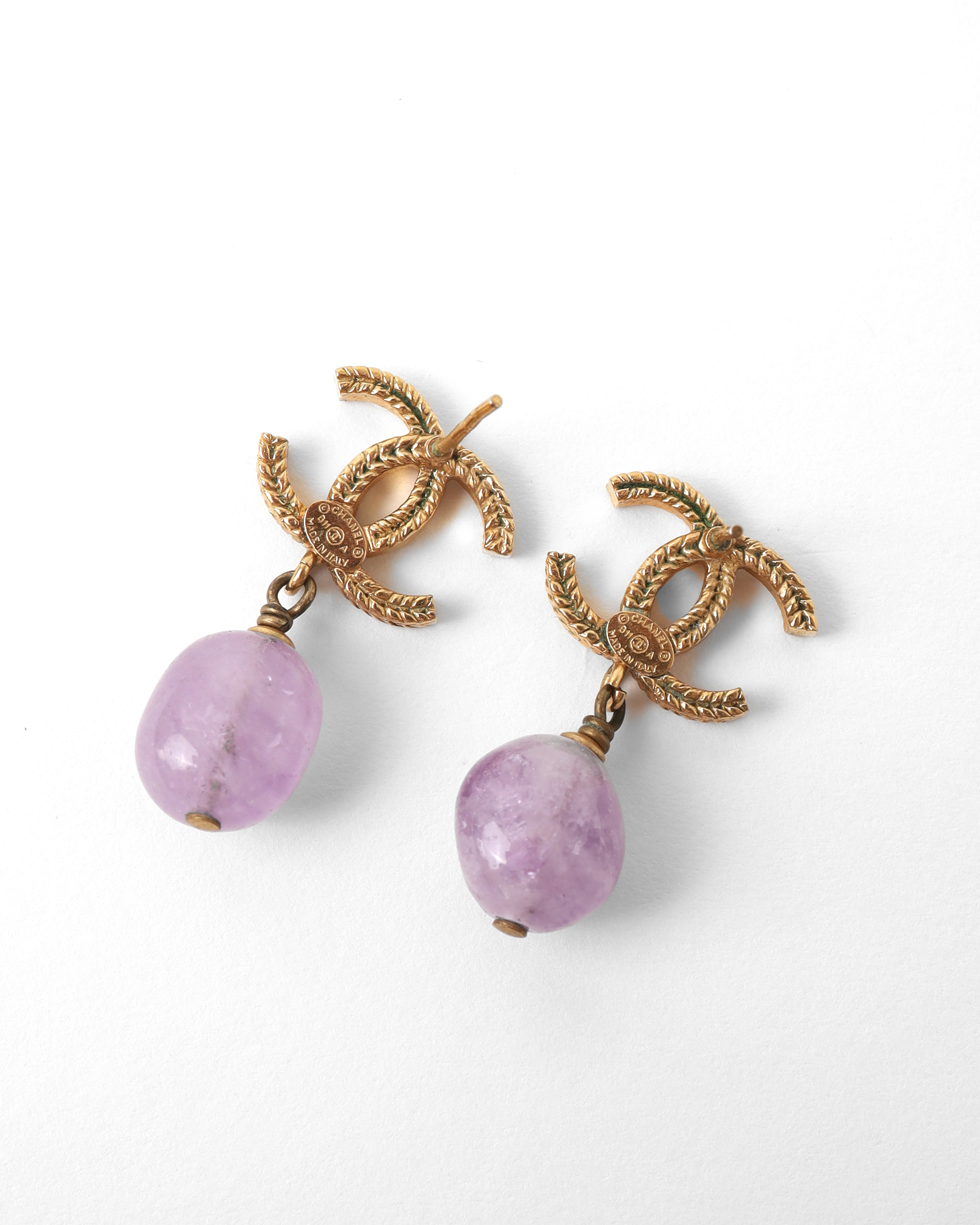 Pre-owned Chanel Coco Mark Resin Drop Earrings