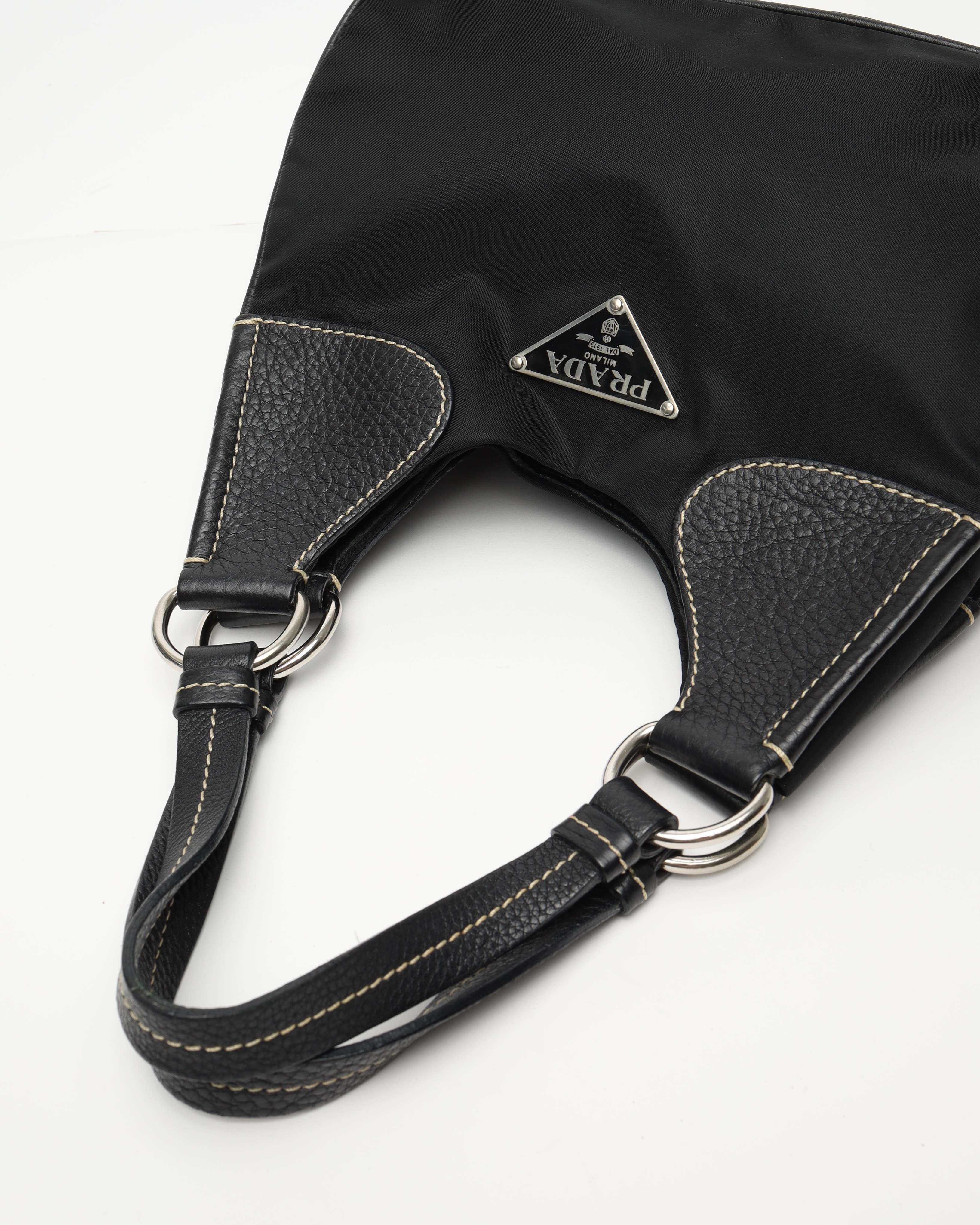 Prada Tessuto Hobo Bag In Black