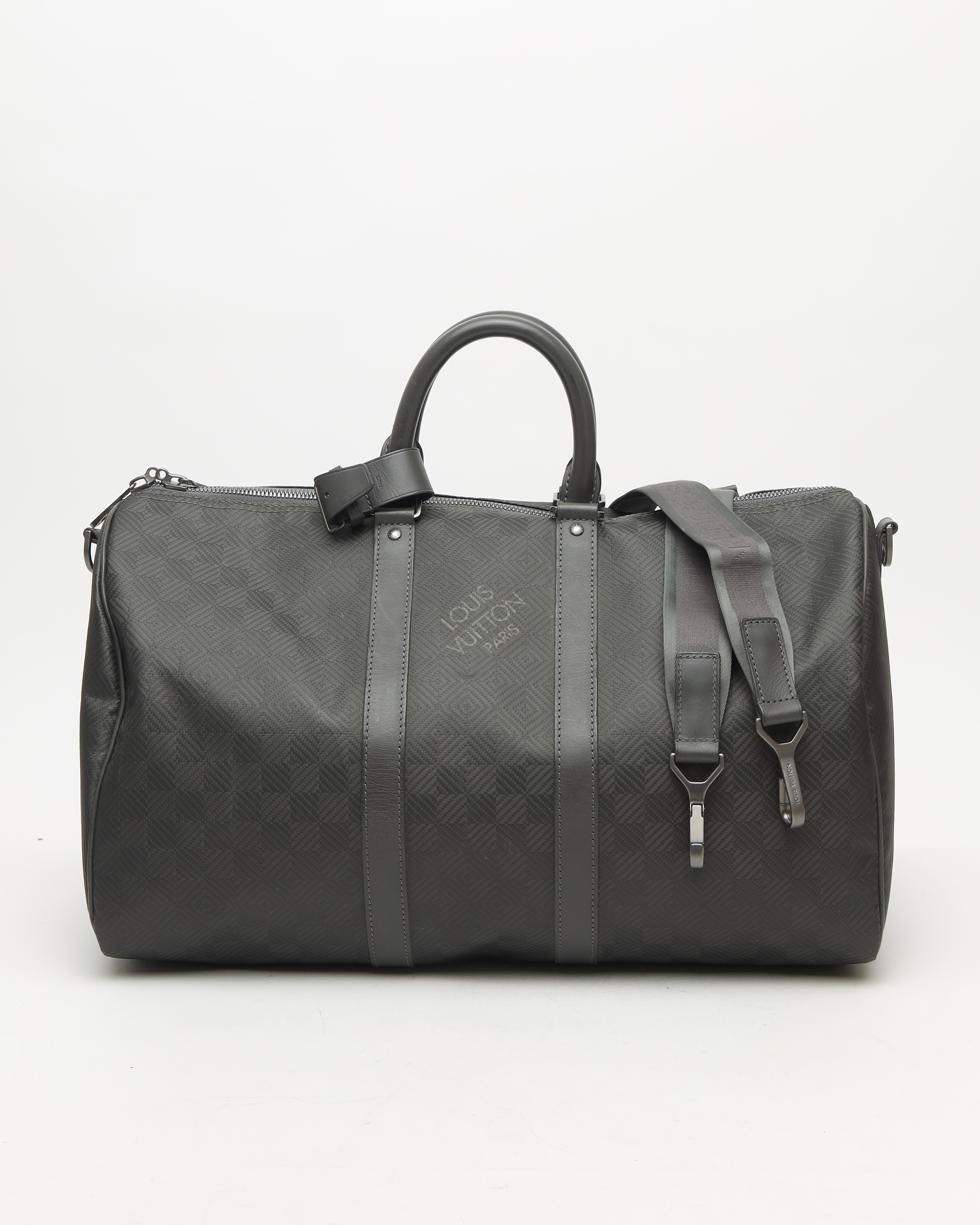 LOUIS VUITTON Keepall Damier Carbone 45 Bandoulière Weekend Bag