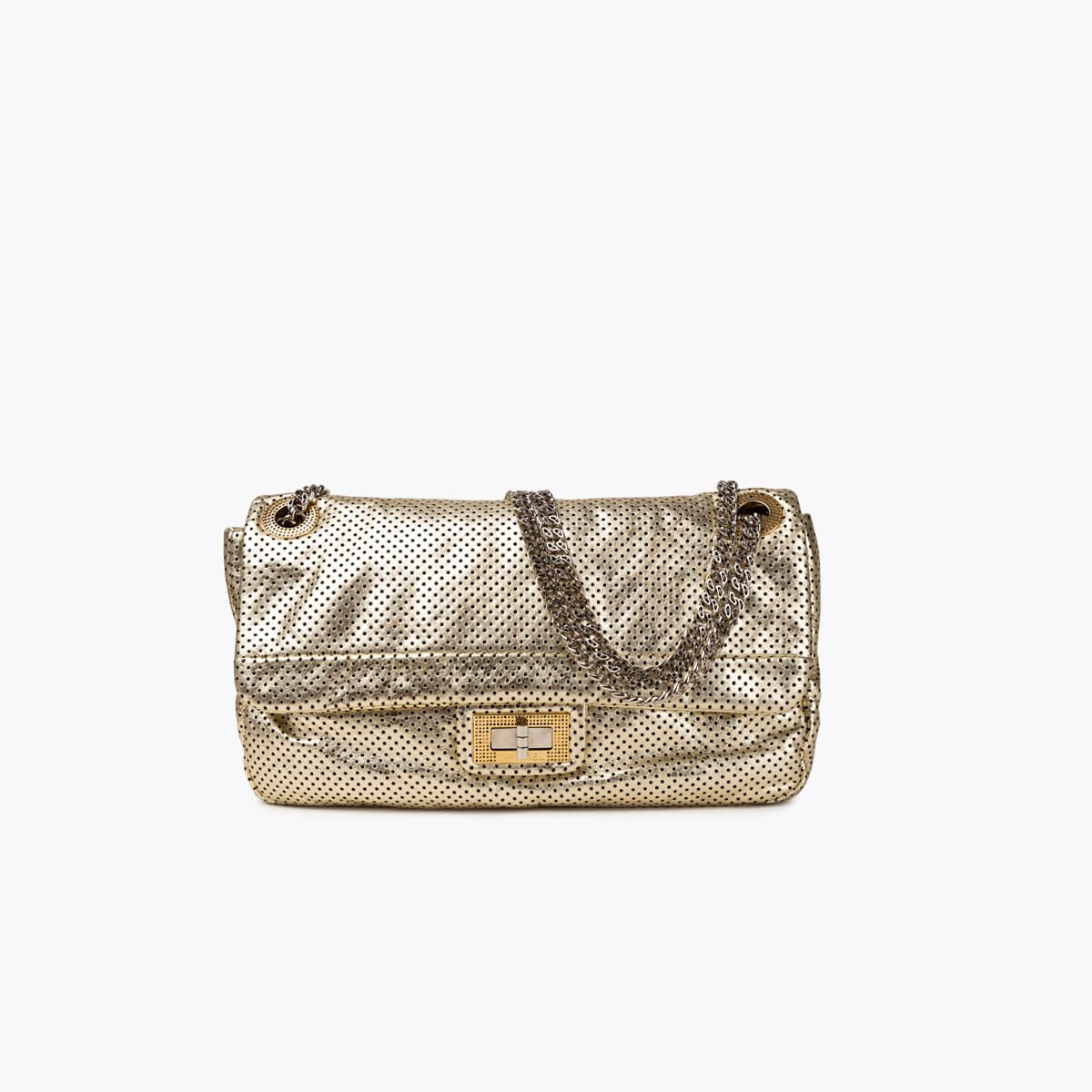 CHANEL Metallic Perforated Drill Flap Bag