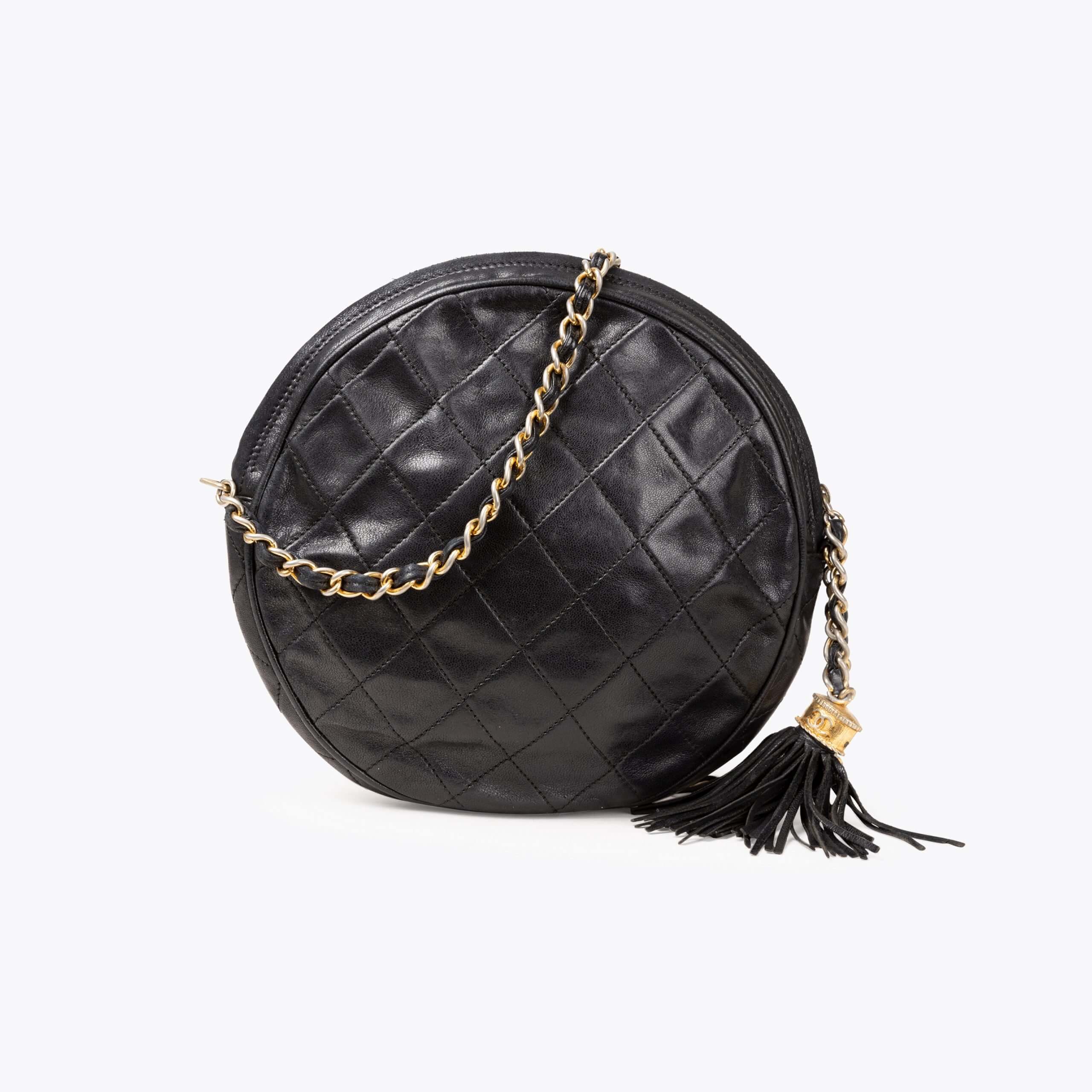CHANEL Matelasse Tassel Round Bag
