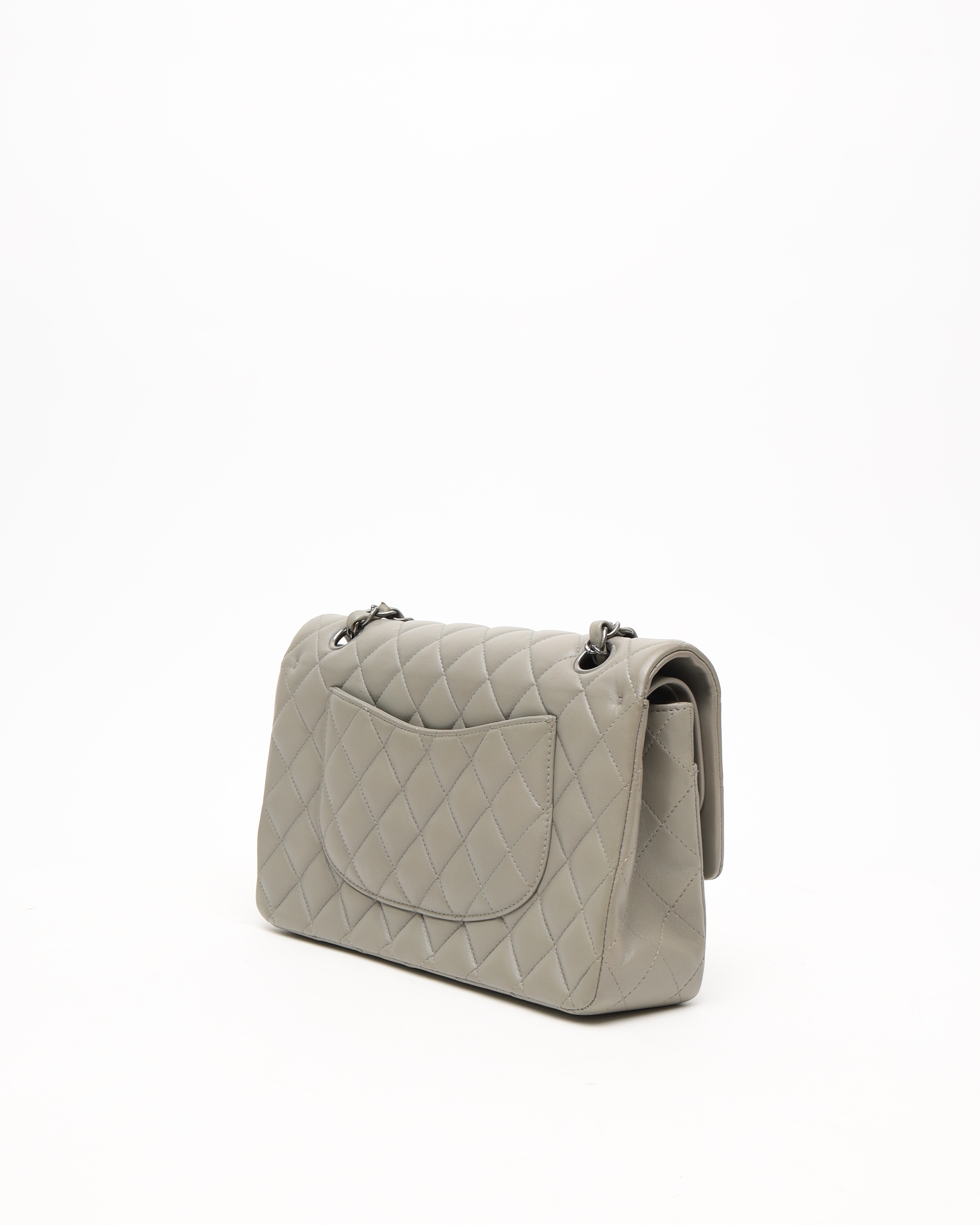 Pre-owned Chanel Classic Medium Double Flap Bag In Gray