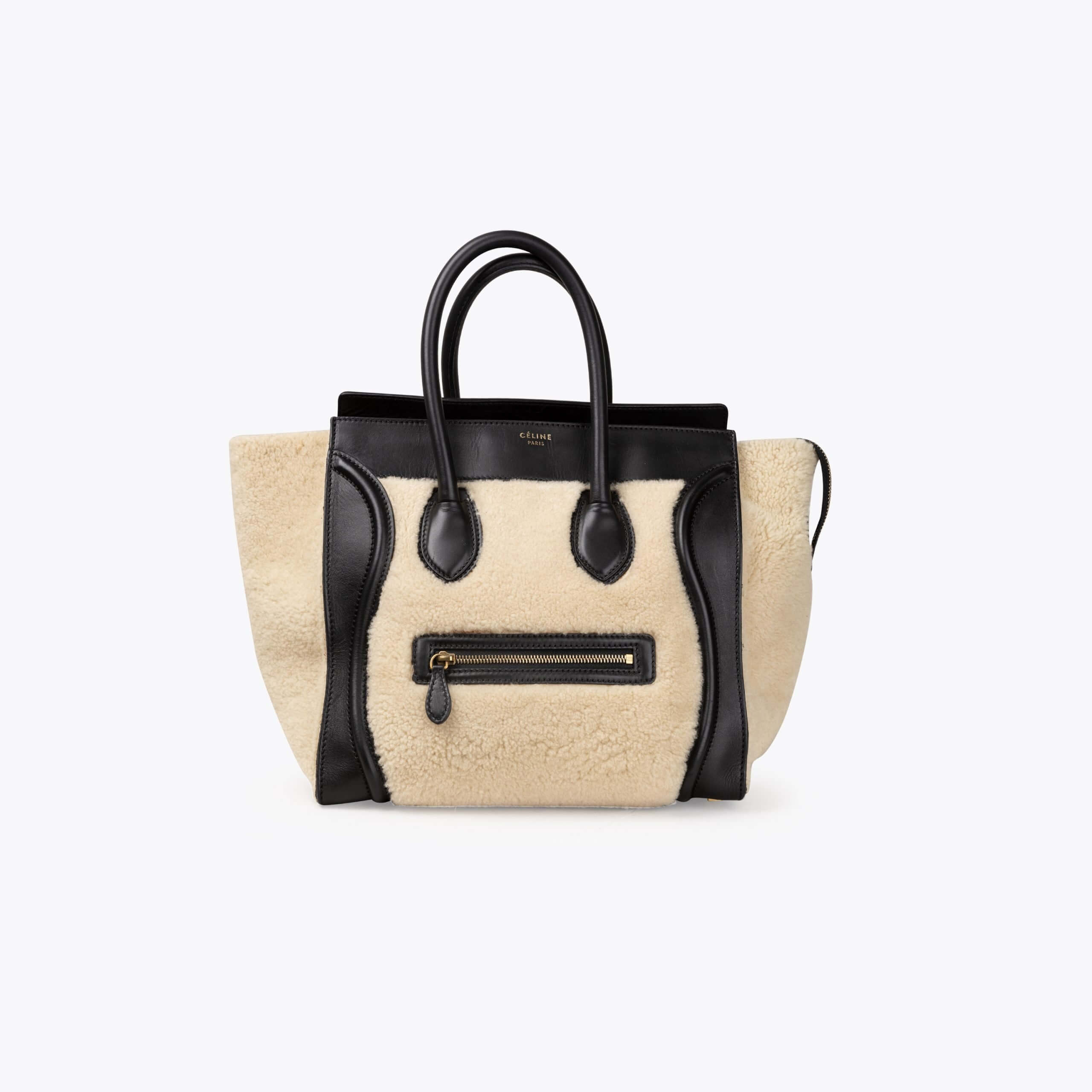 CÉLINE Shearling Mini Luggage Tote