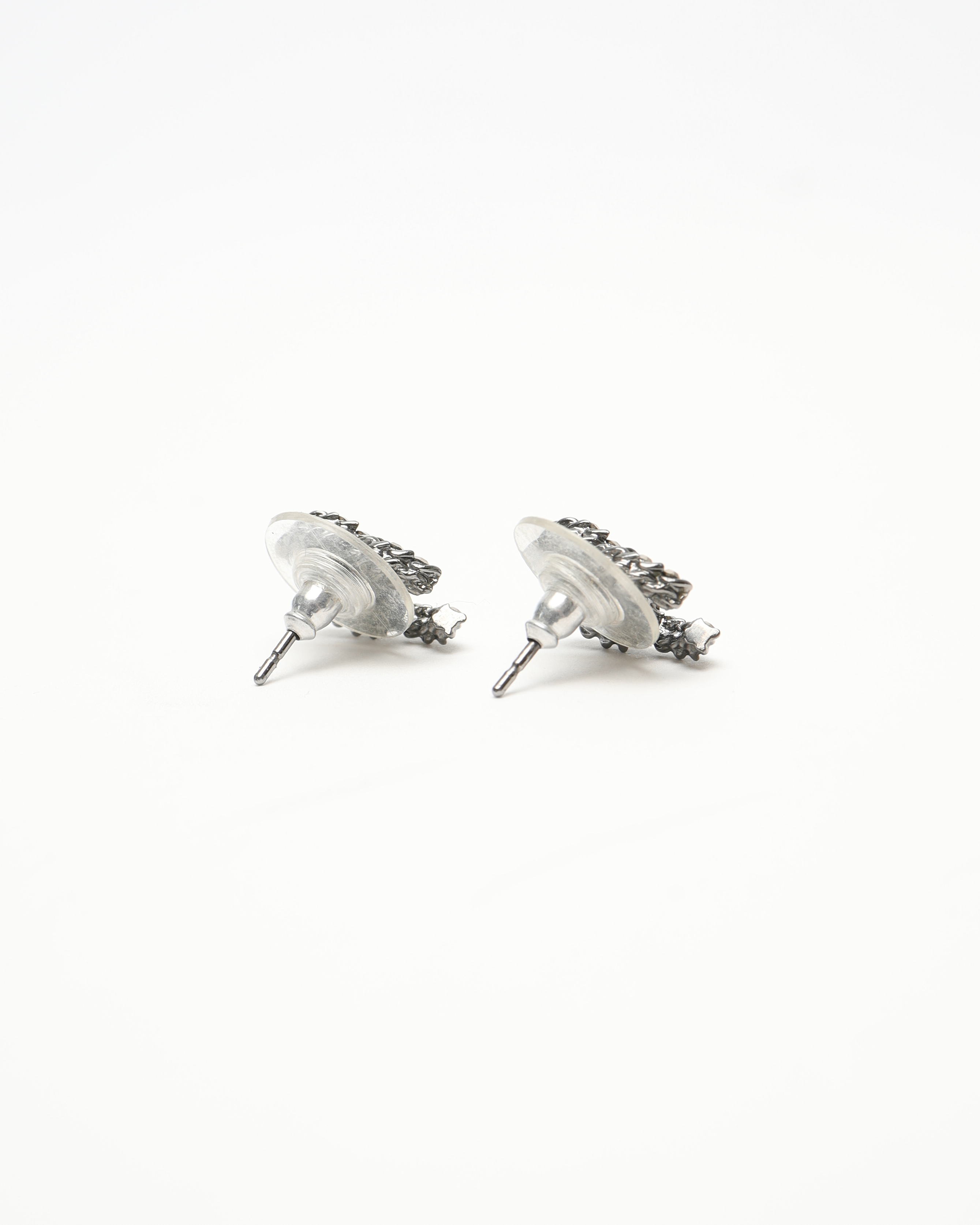 Pre-owned Chanel Cc Rhinestone Earrings