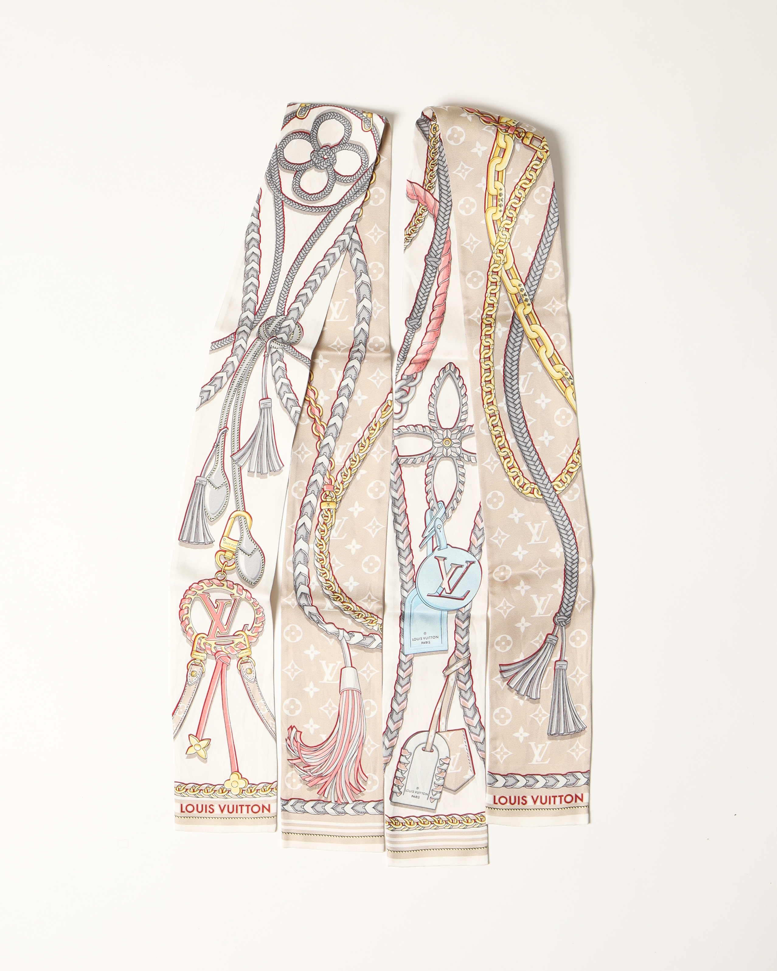 Pre-owned Louis Vuitton Bb Bandeau Silk Scarf Combo